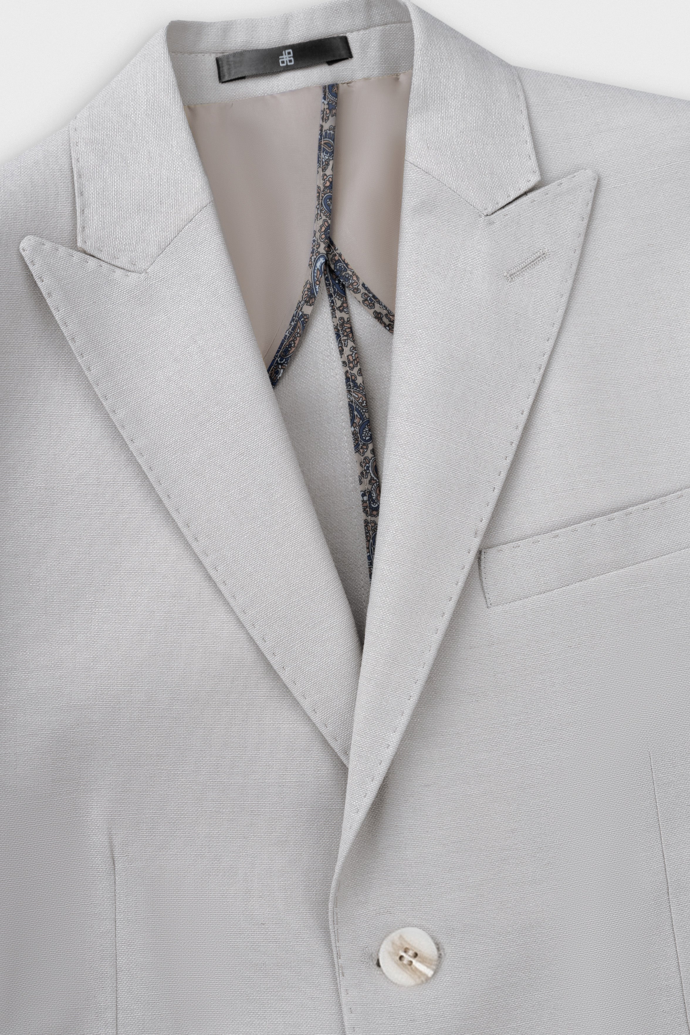 Beige Casual Linen Blend Blazer