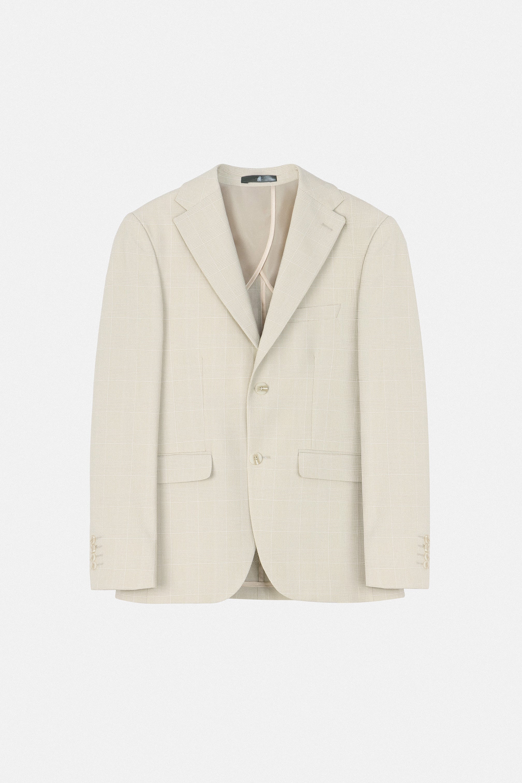 Light Beige Checked Casual Blazer