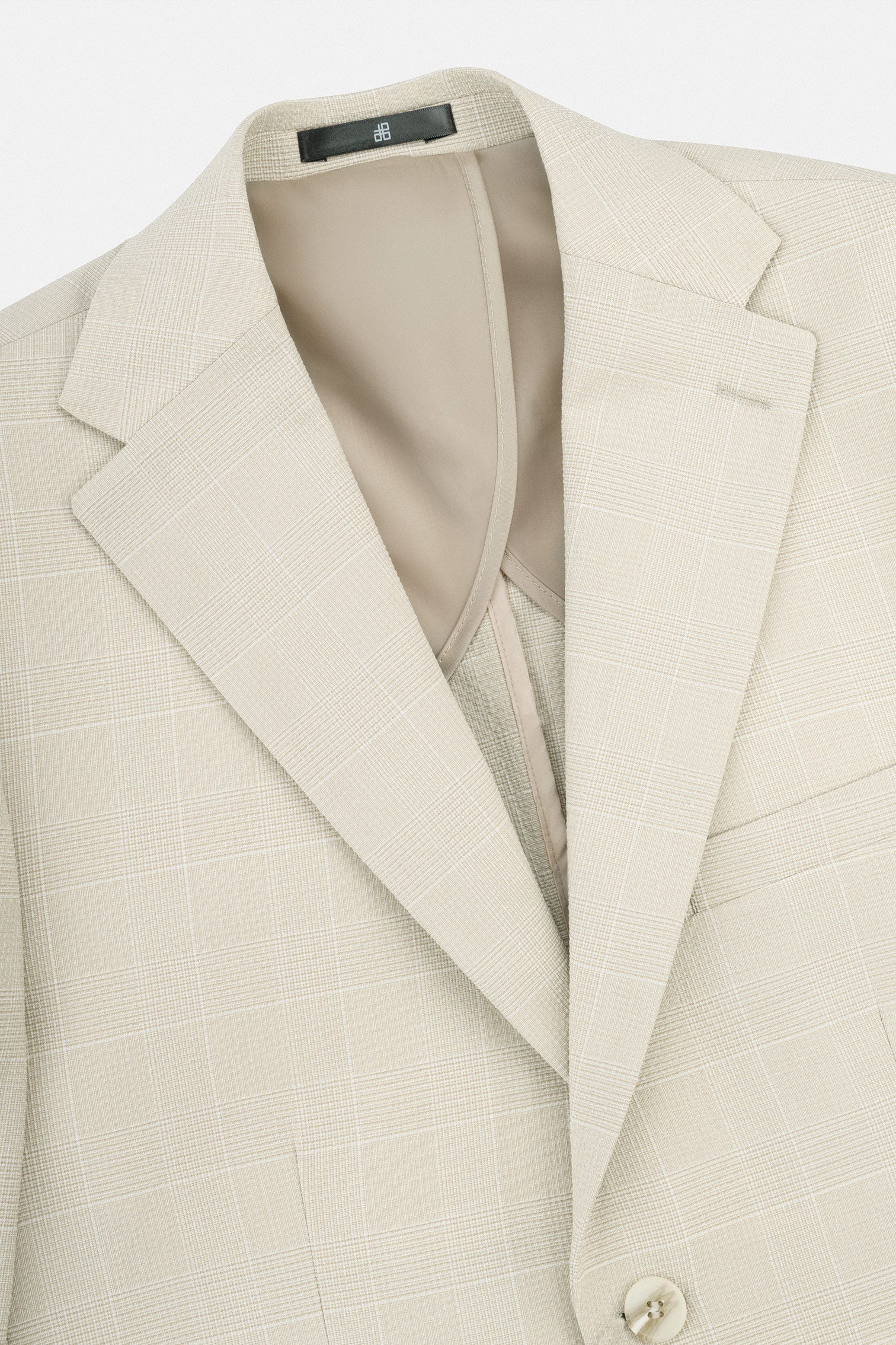 Light Beige Checked Casual Blazer