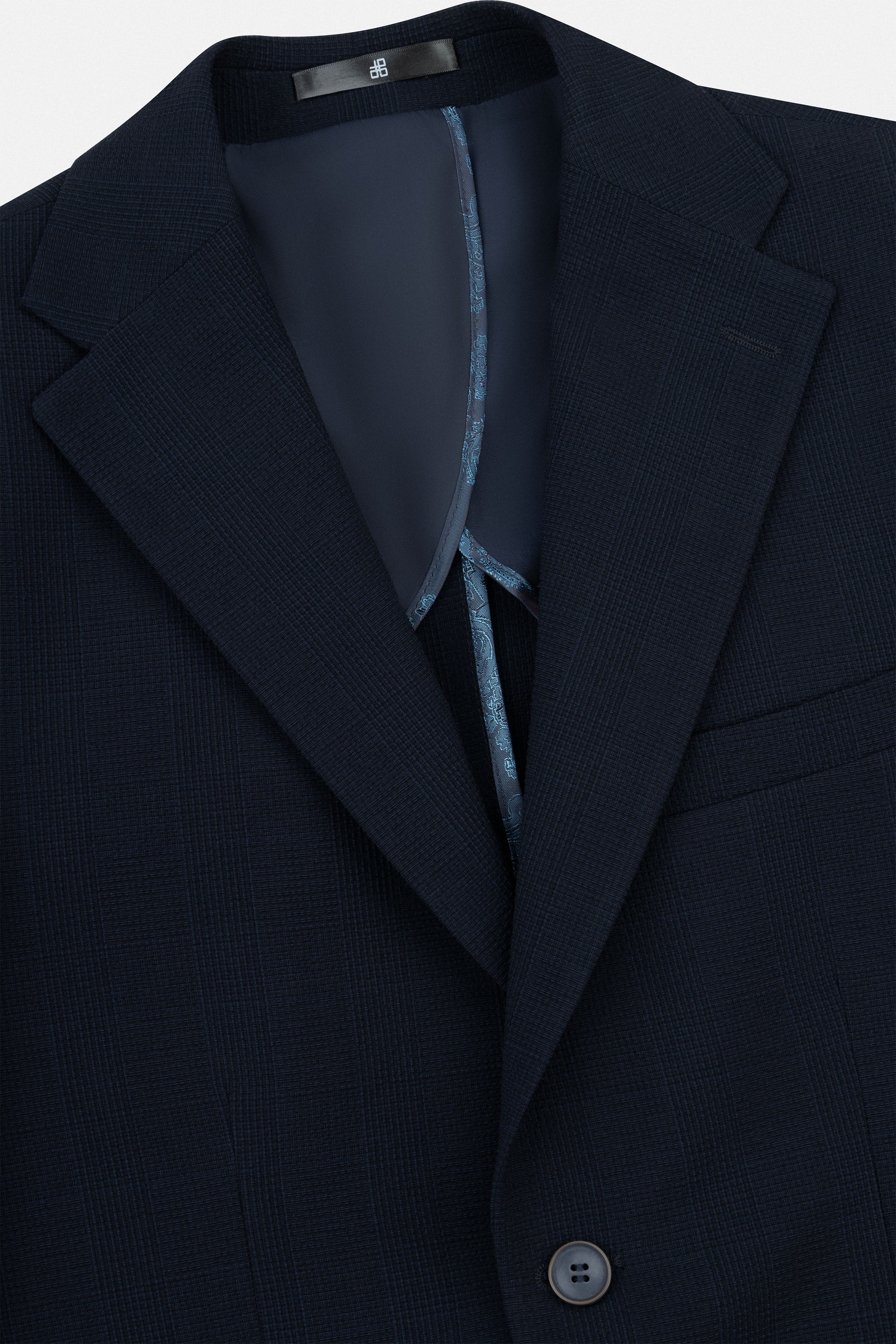 Navy Checked Casual Blazer