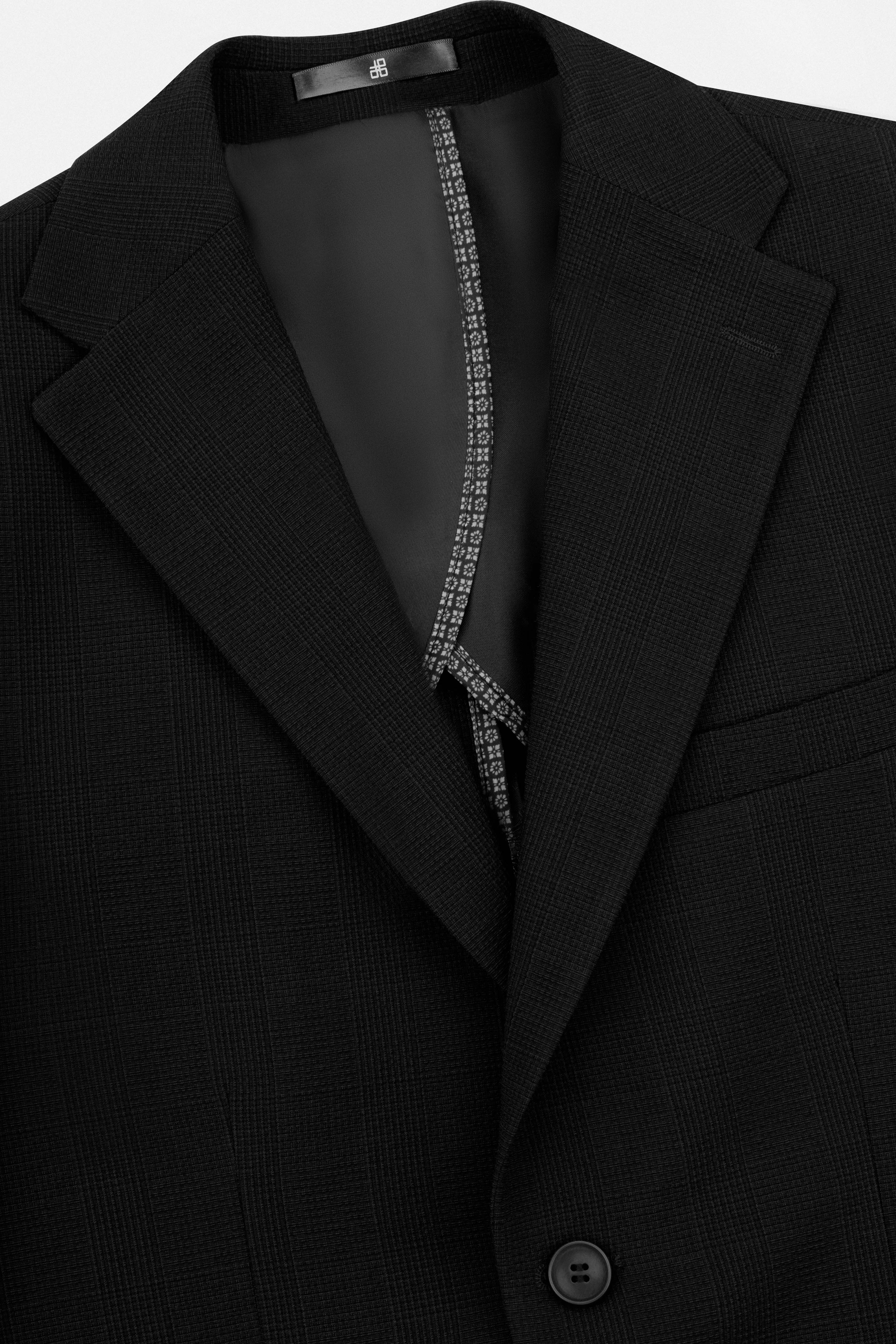 Black Checked Casual Blazer