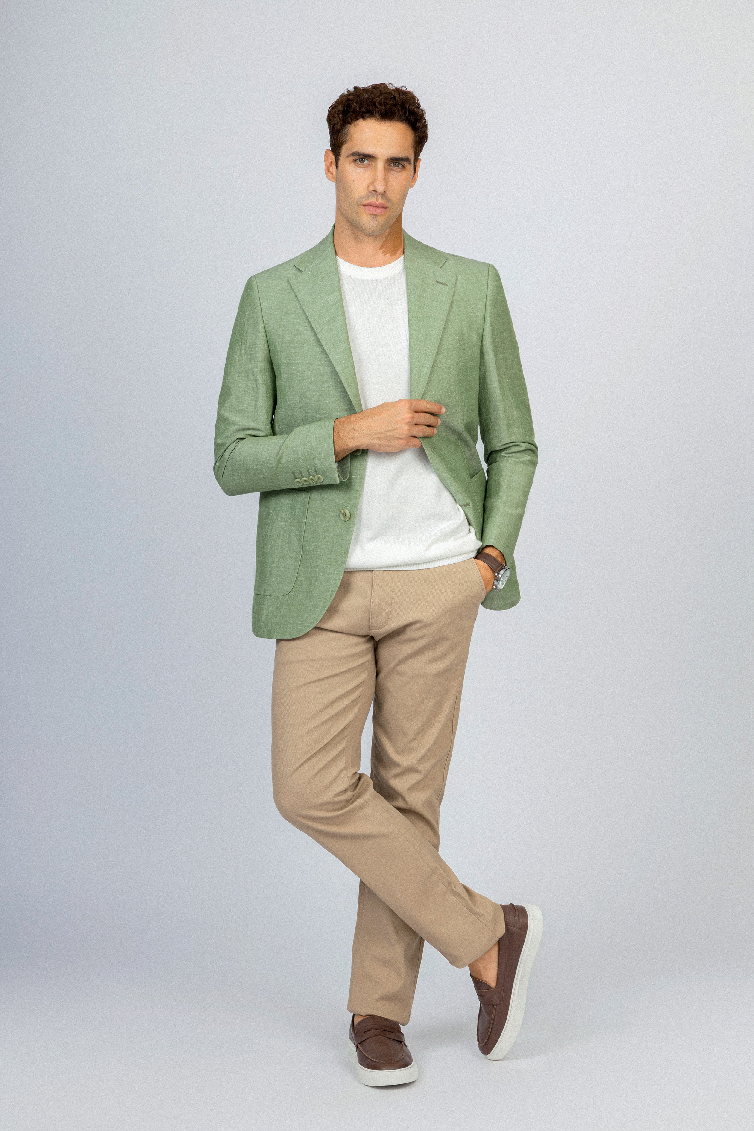 Light Green Casual Linen Blazer