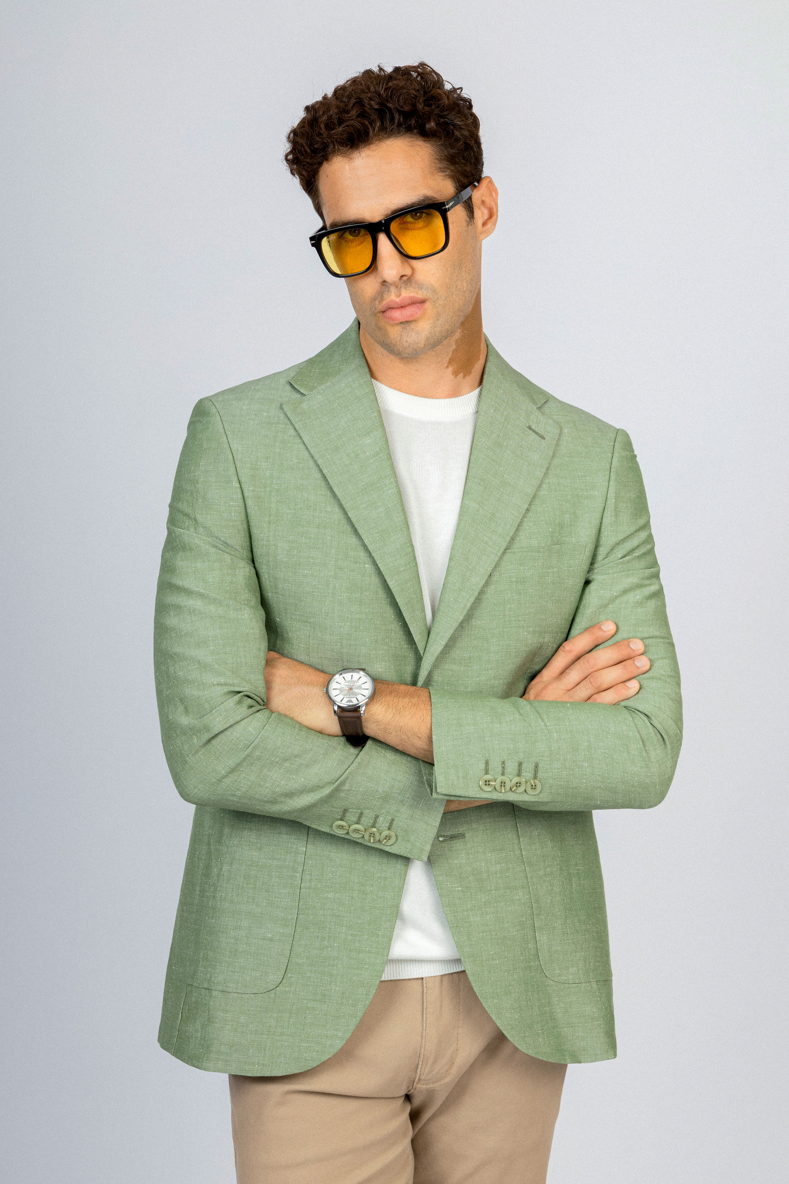 Light Green Casual Linen Blazer