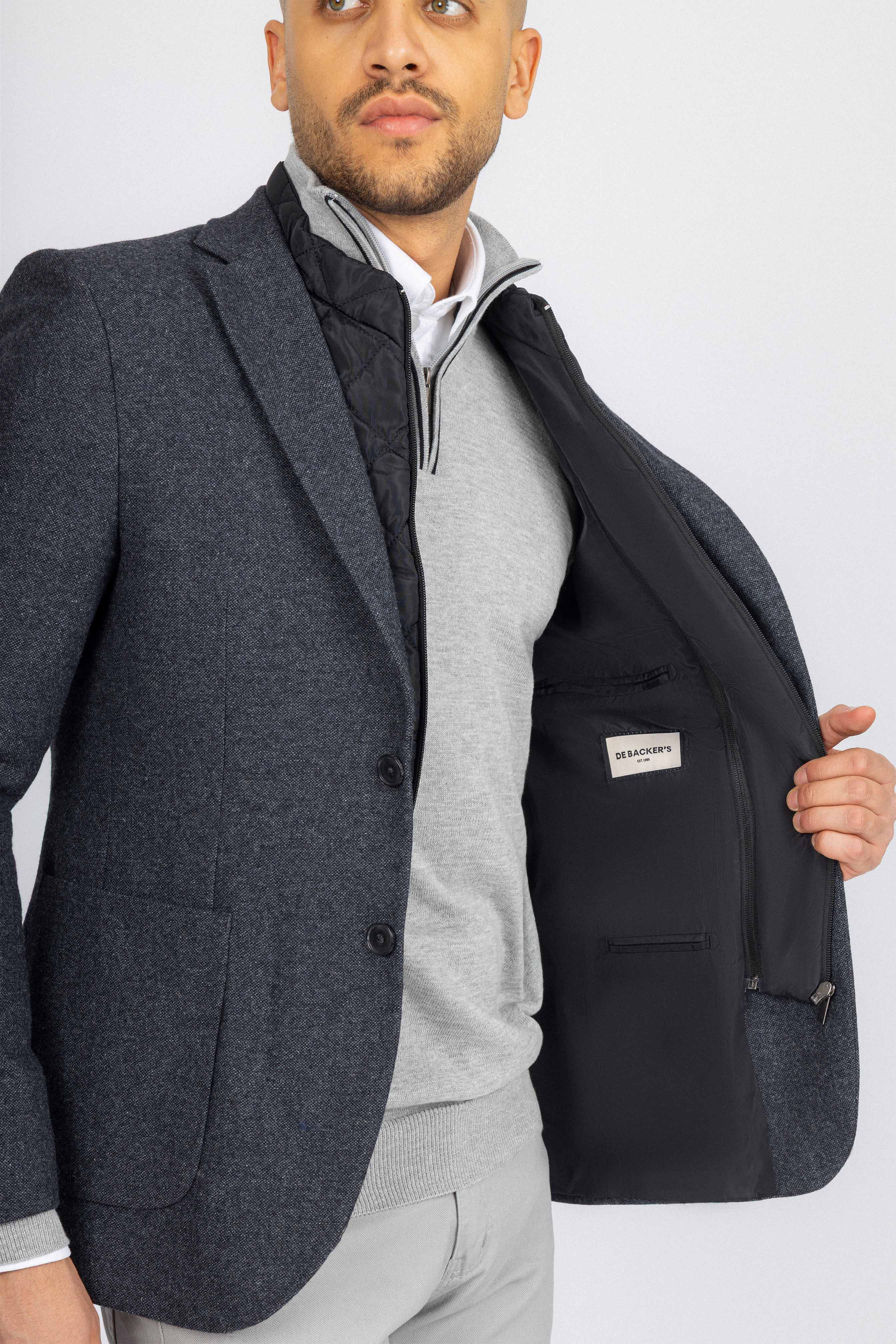 Dark Gray Blazer with removable padded Vest