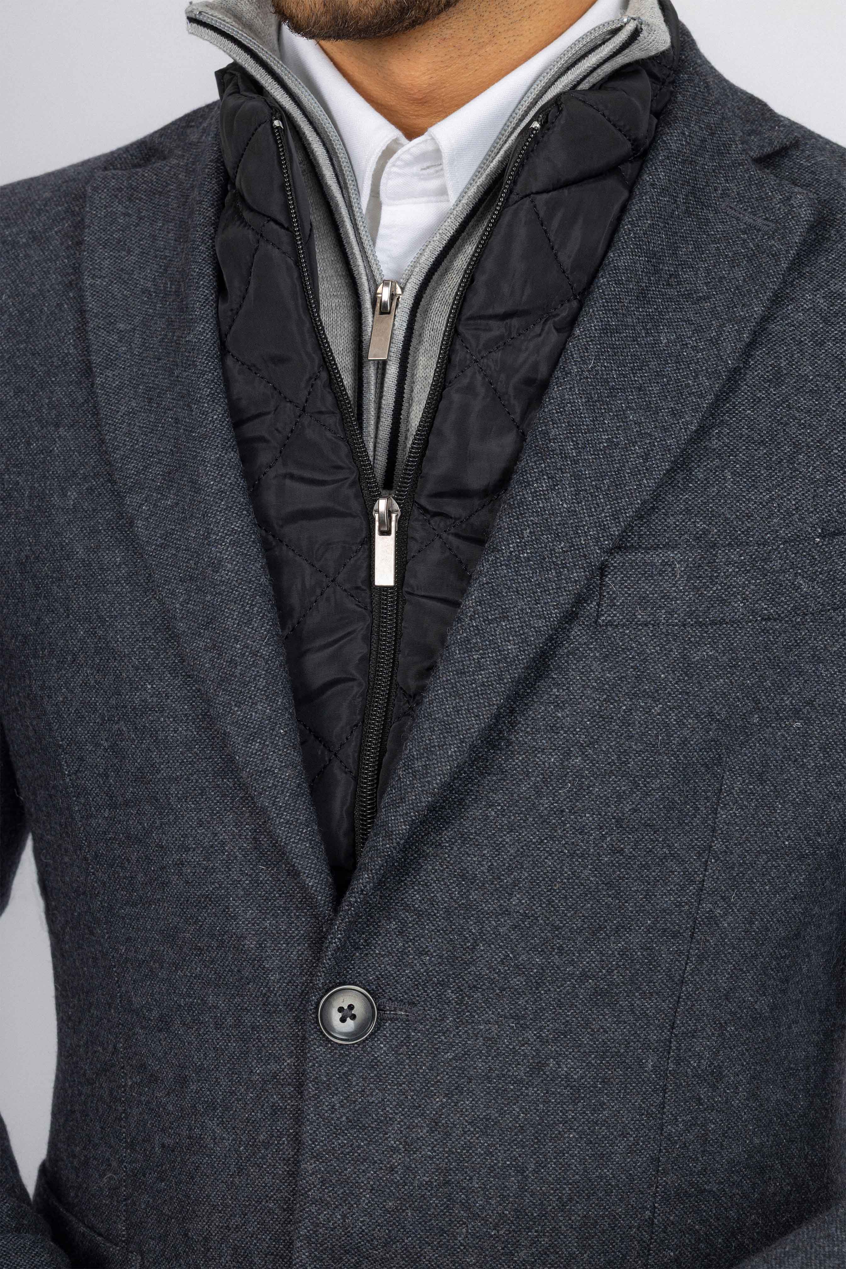 Dark Gray Blazer with removable padded Vest