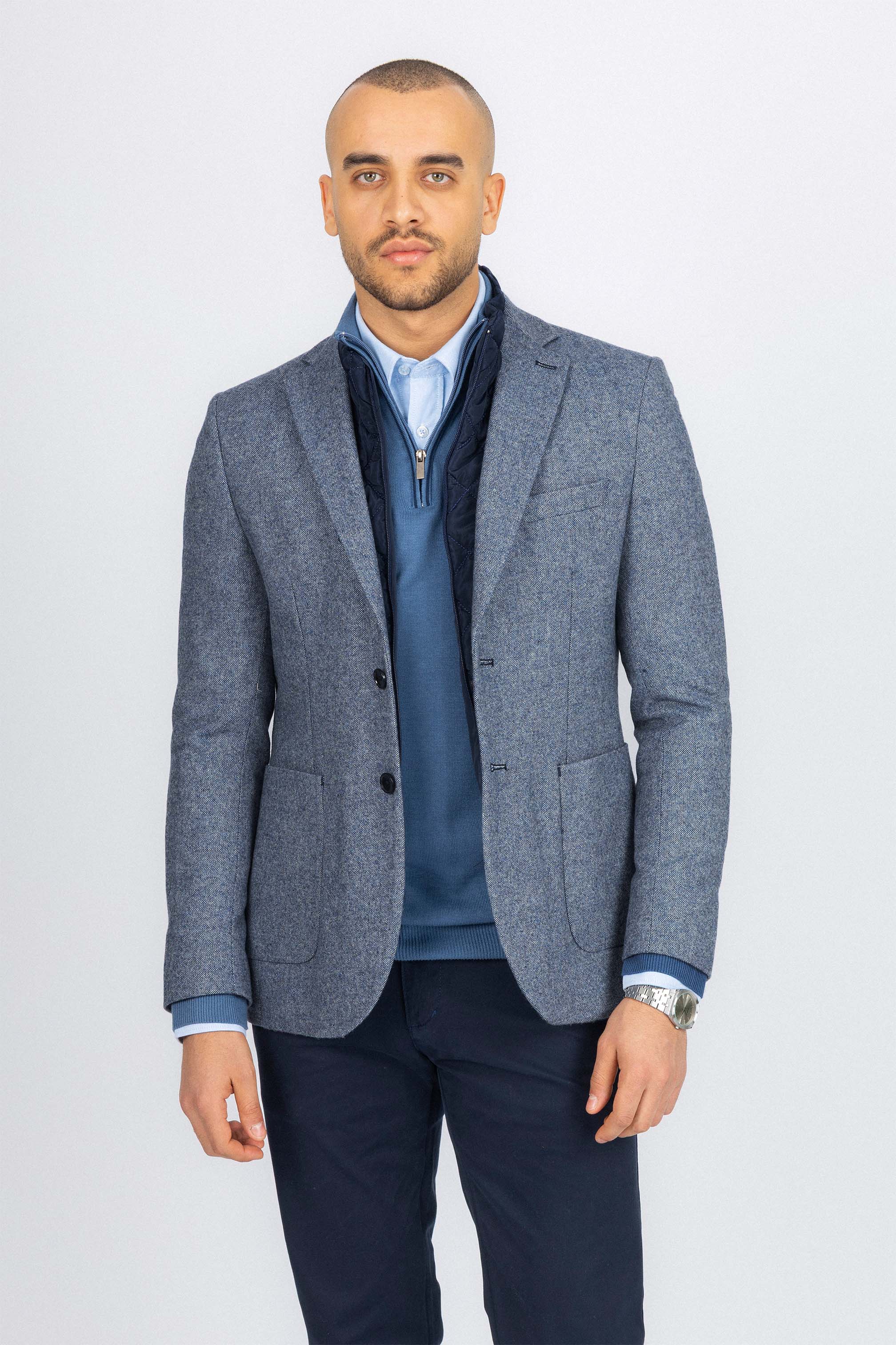 Blue Blazer with removable padded Vest
