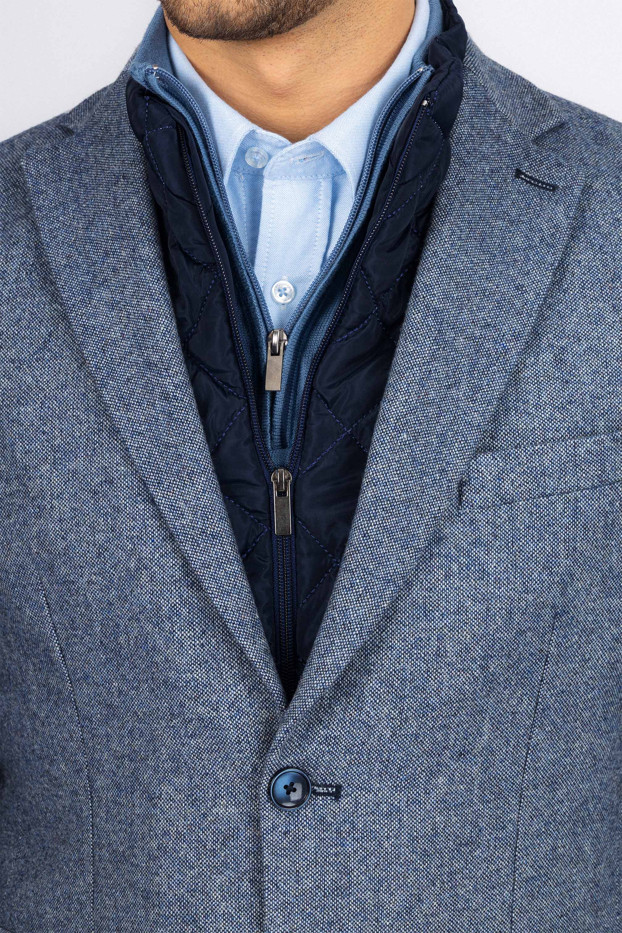 Blue Blazer with removable padded Vest