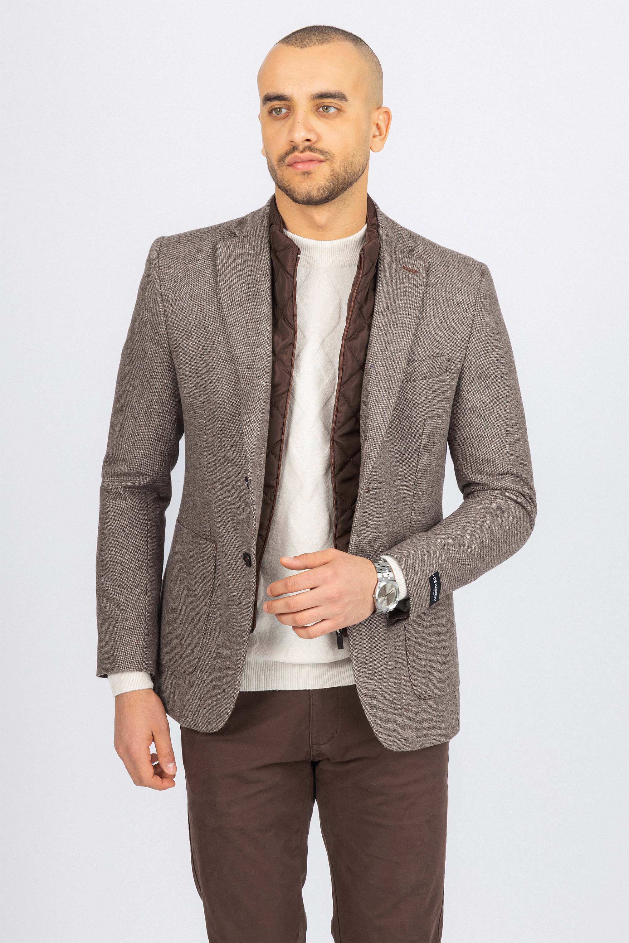 Brown Blazer with removable padded Vest