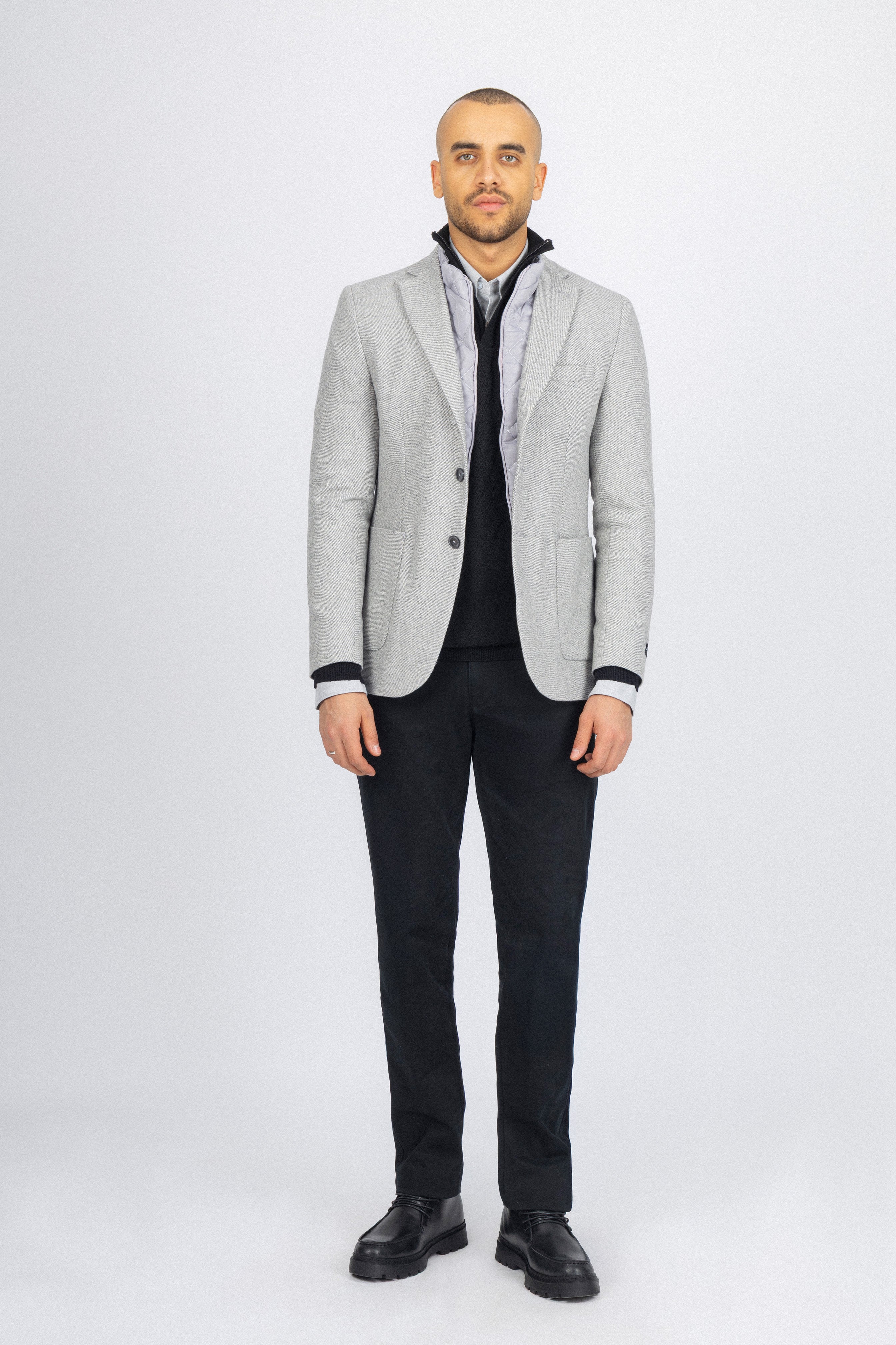 Light Gray Blazer with removable padded Vest