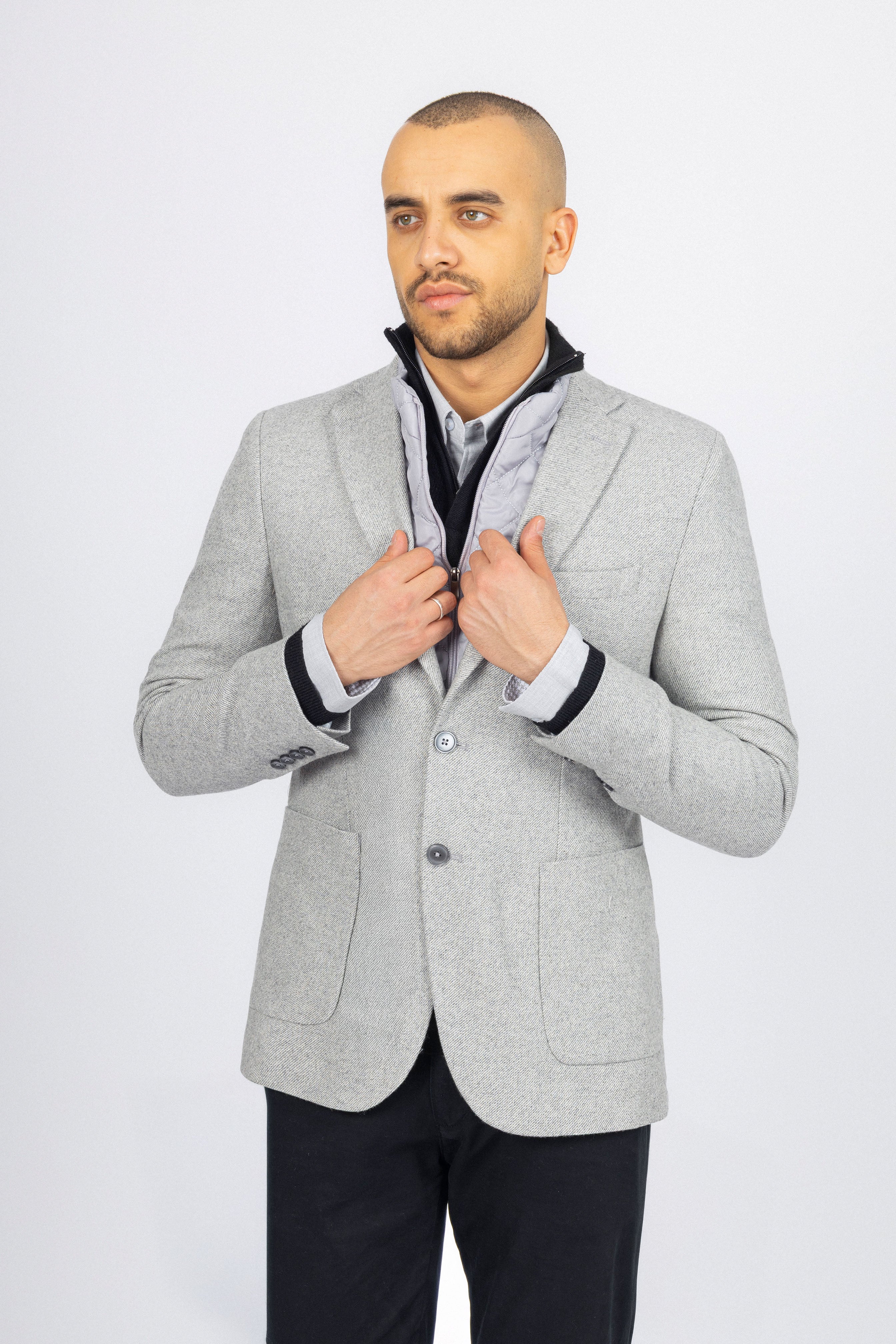 Light Gray Blazer with removable padded Vest