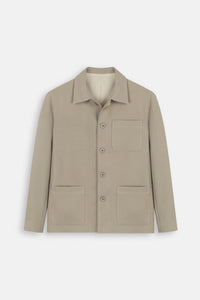 Jacquard Beige Button-Up Over-Shirt