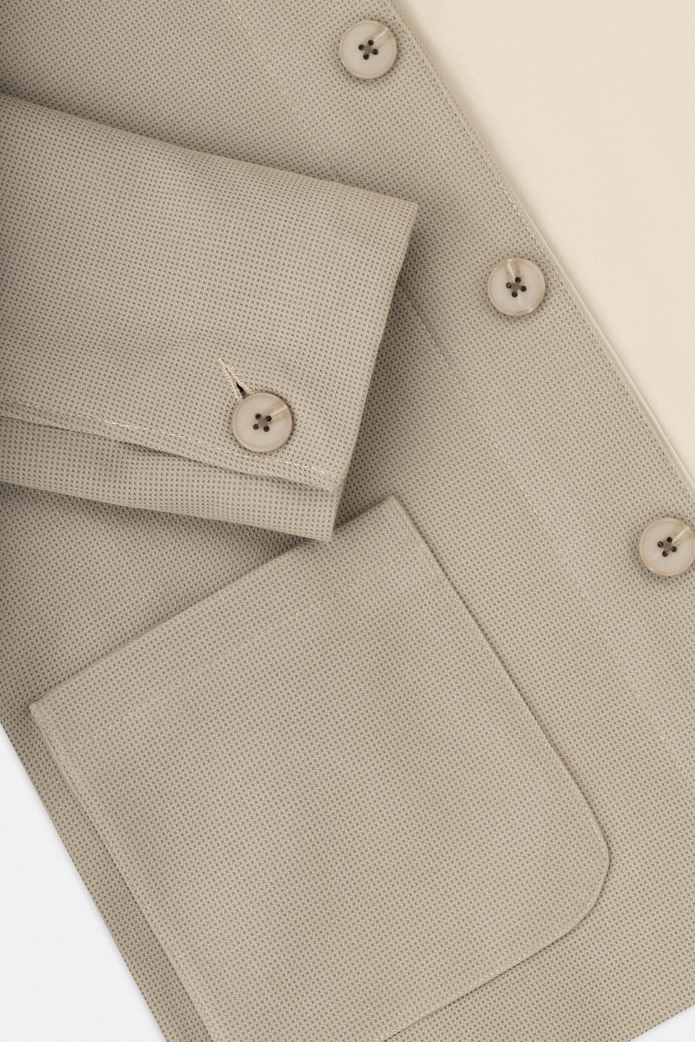 Jacquard Beige Button-Up Over-Shirt