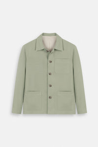 Jacquard Summer Green Button-Up Over-Shirt