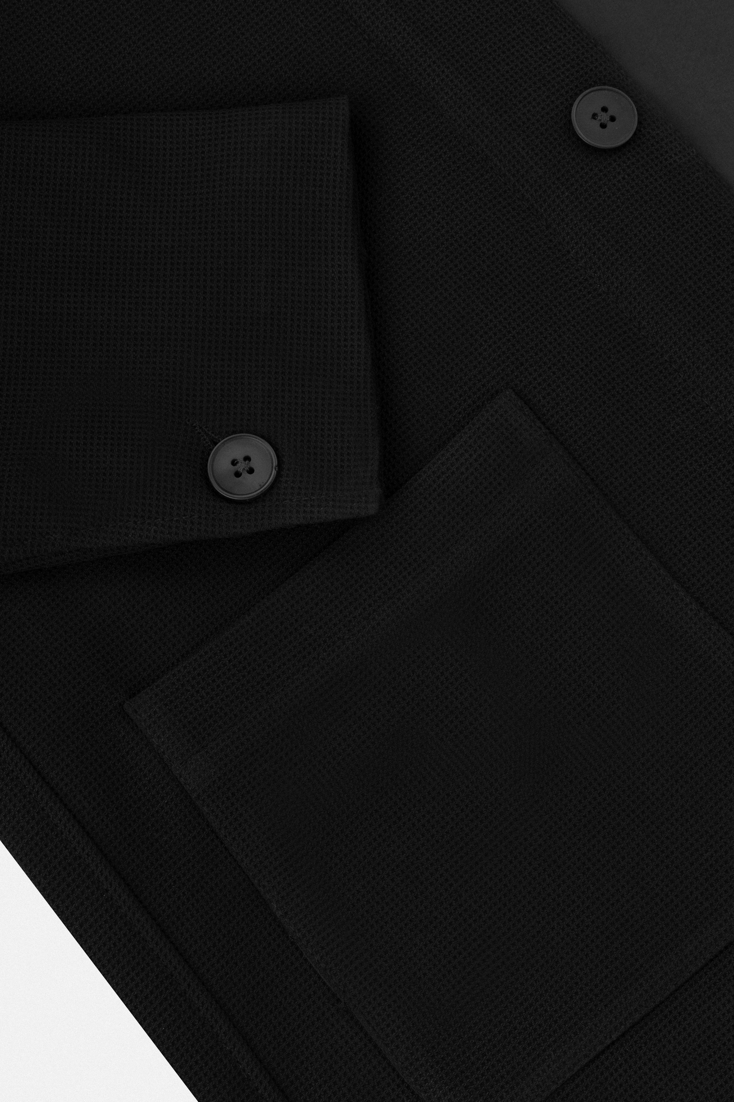 Jacquard Black Button-Up Over-Shirt
