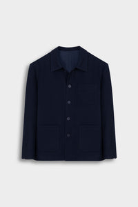 Jacquard Navy Button-Up Over-Shirt