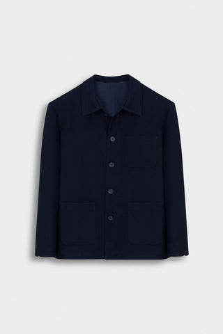 Jacquard Navy Button-Up Over-Shirt
