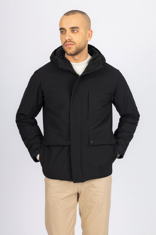 Black Waterproof Hooded Jacket