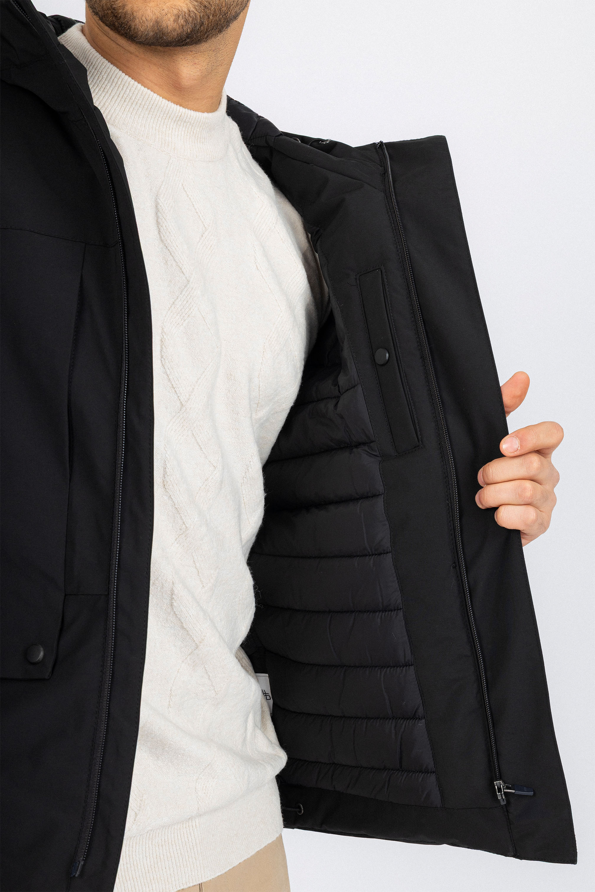 Black Waterproof Hooded Jacket