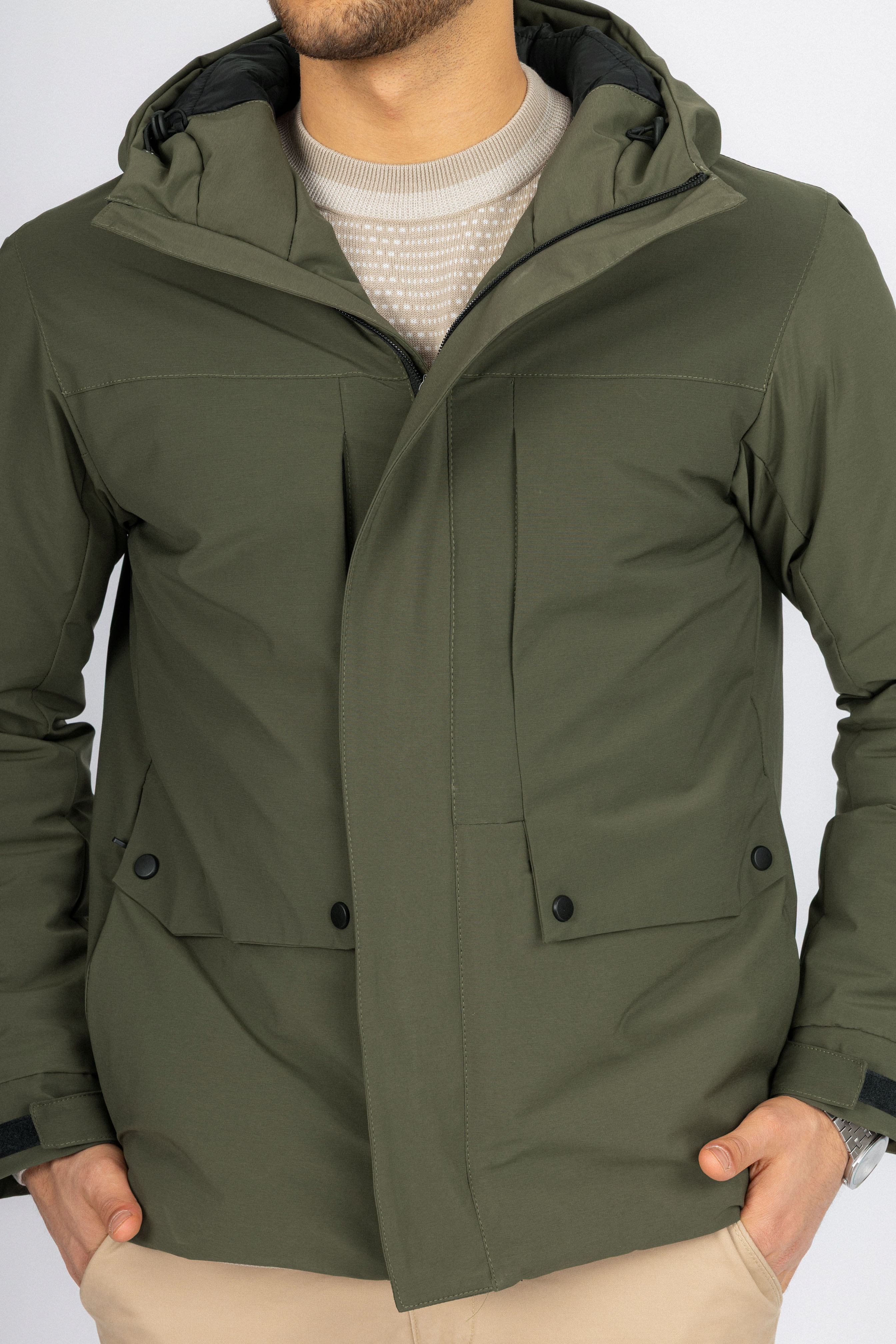 Olive Green Waterproof Hooded Jacket