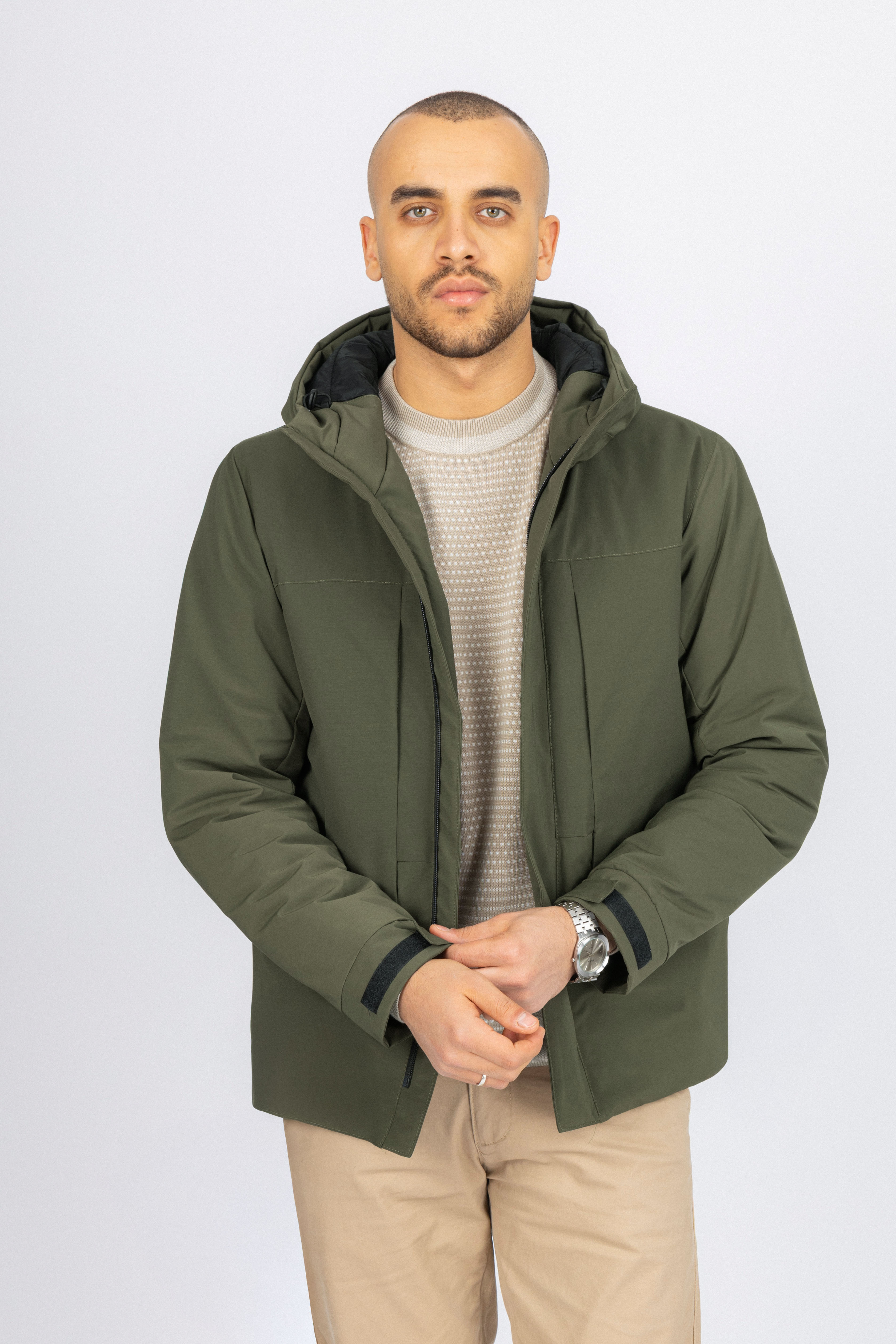 Olive Green Waterproof Hooded Jacket