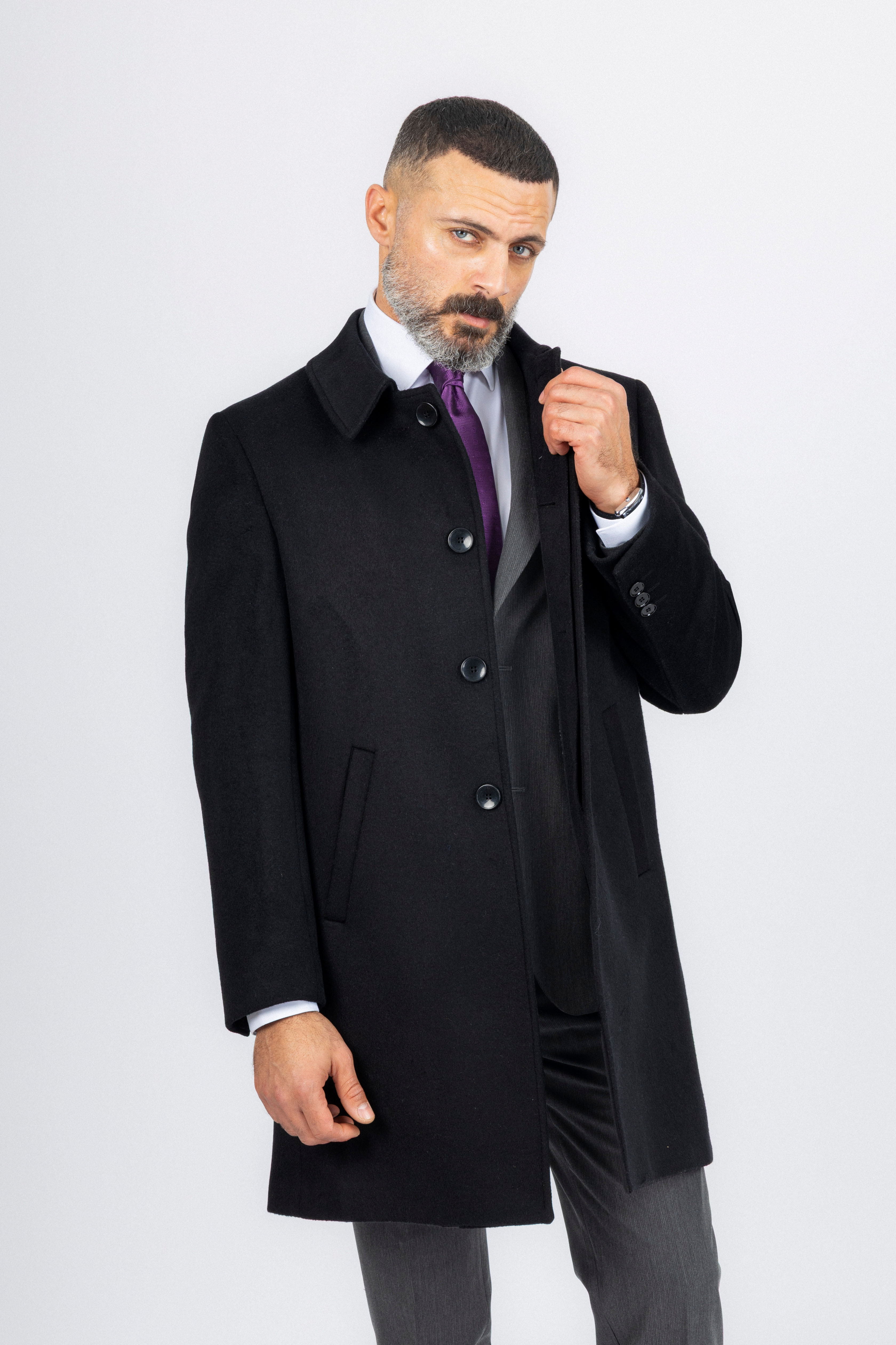 Black Felt Classic Coat