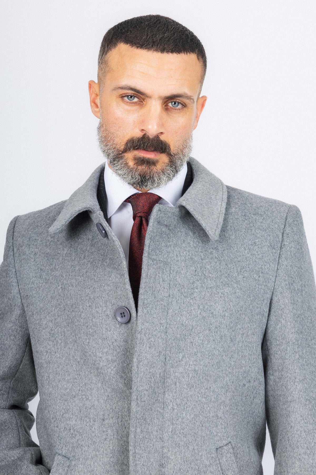 Light Gray Felt Classic Coat - De Backers - 3