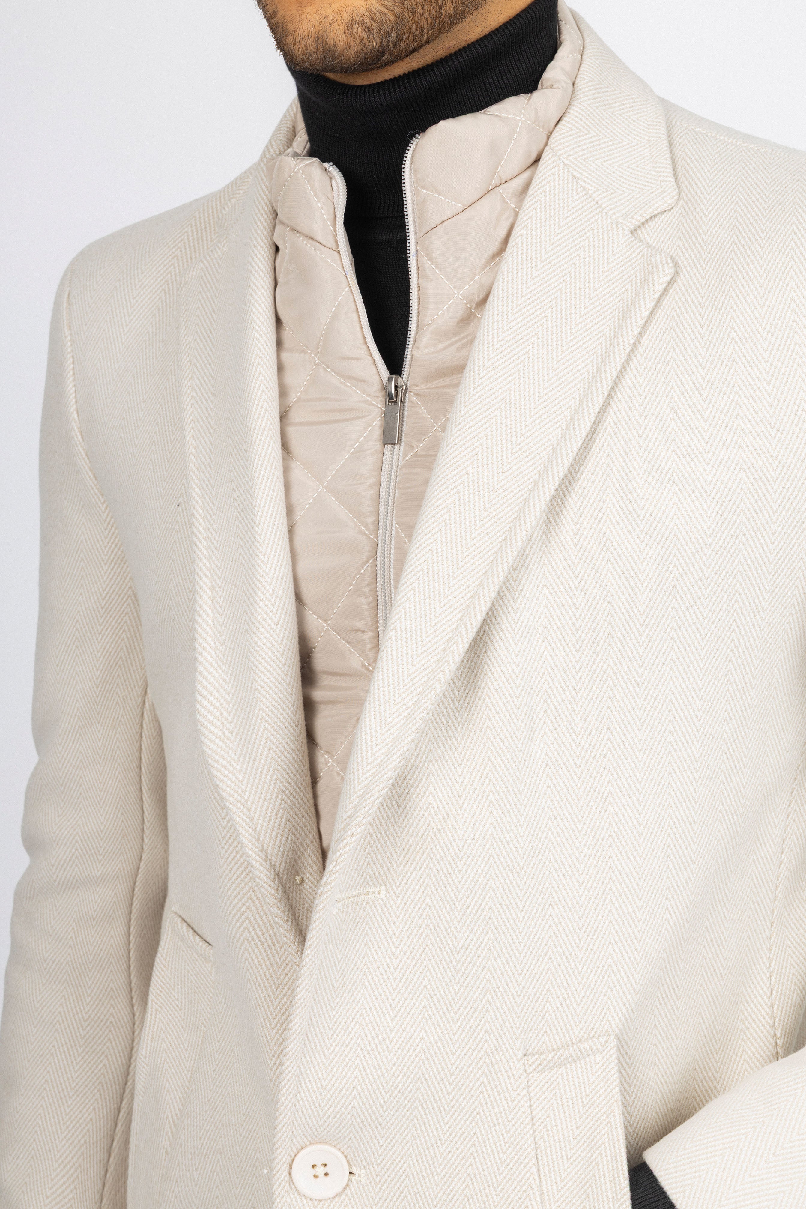 Off White Short Coat with removable vest