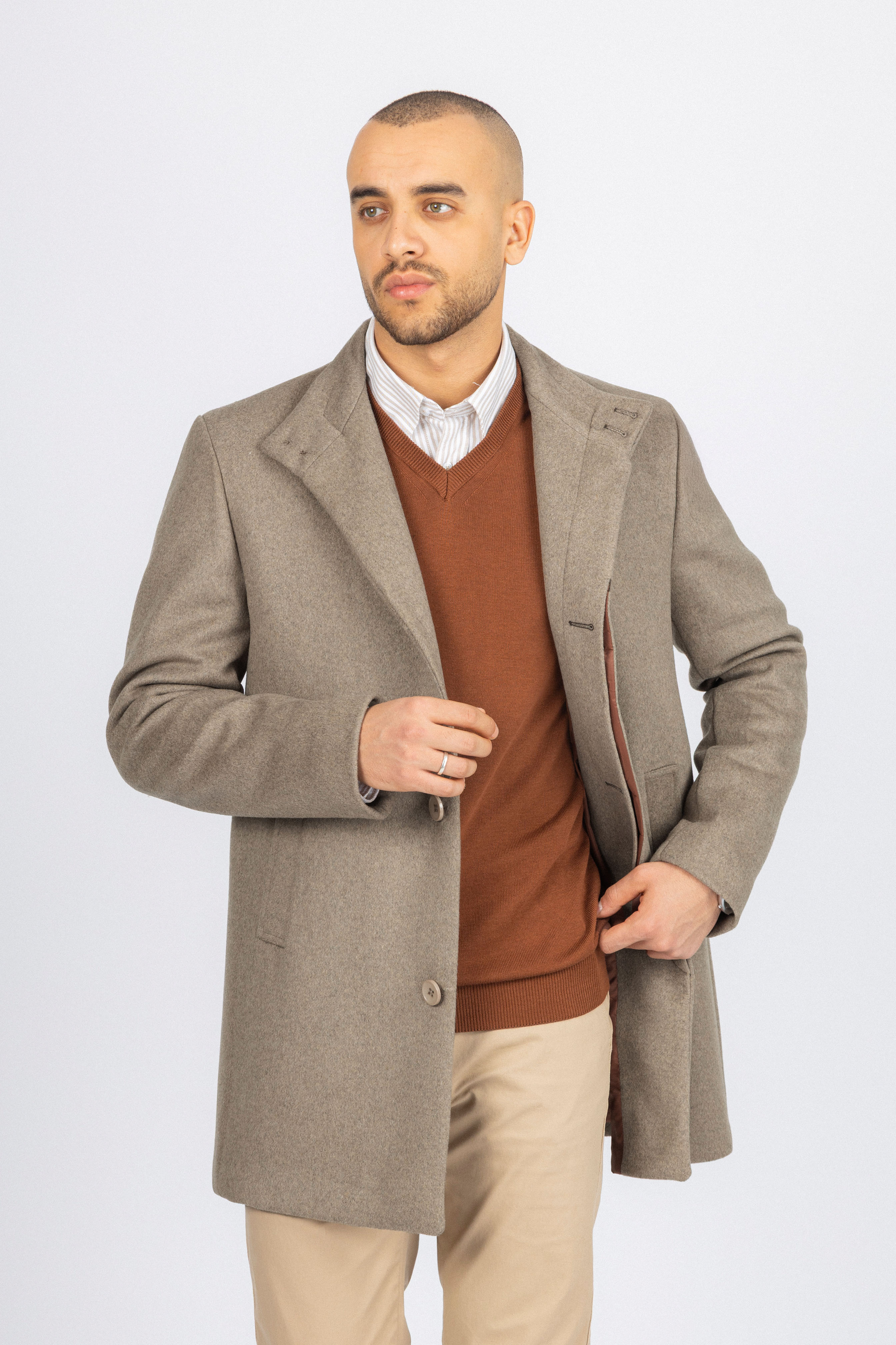 Dark Beige Half Coat