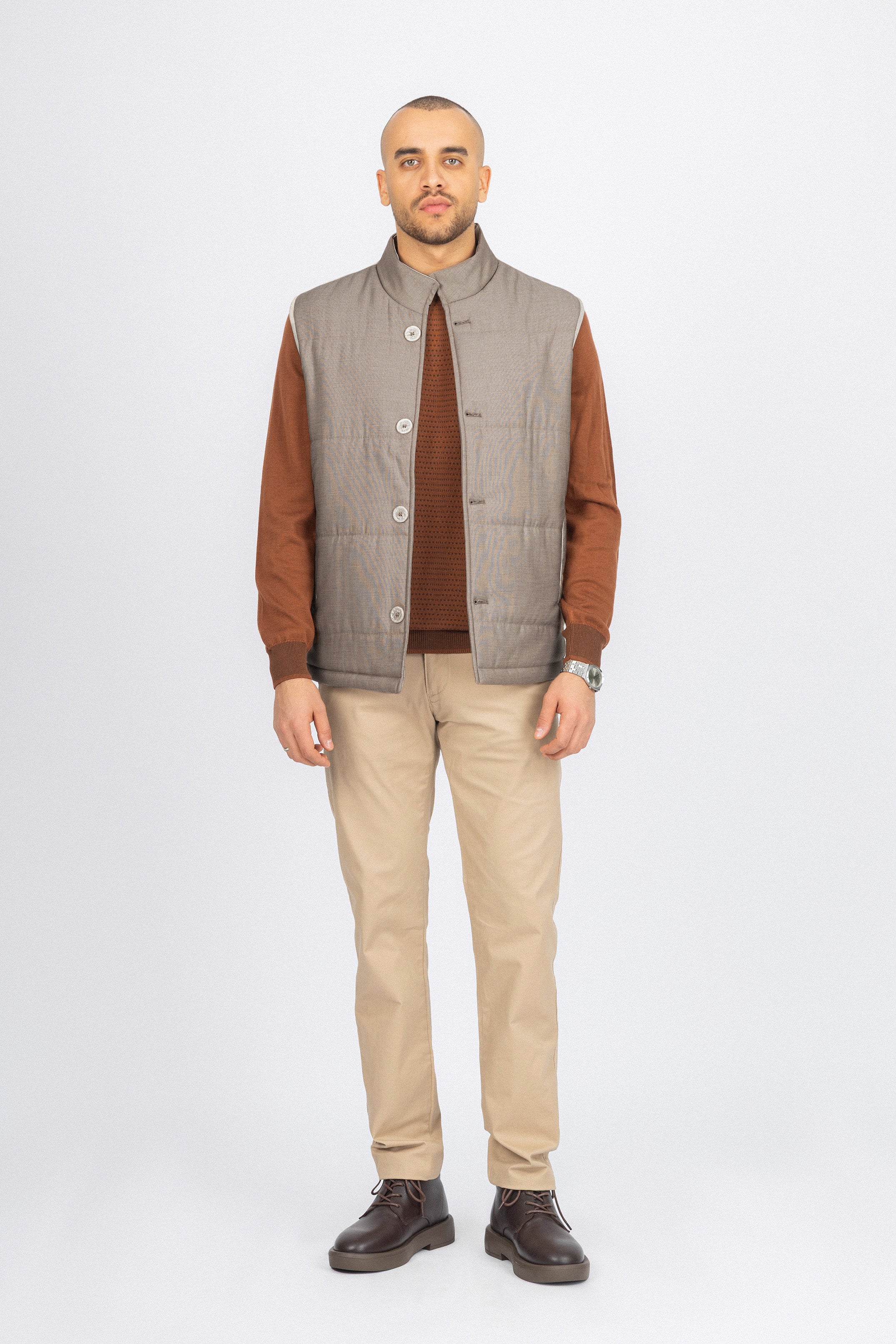 Light Beige Button-Up Vest