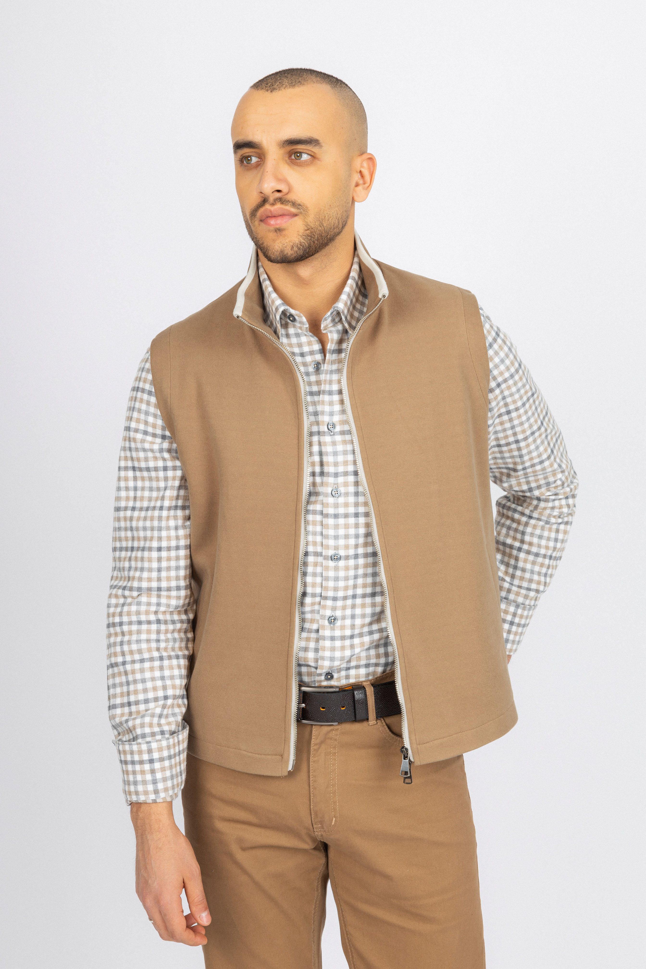 Light Brown Zip-Up Vest
