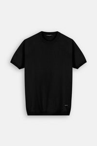 Black Knitted Round T Shirt