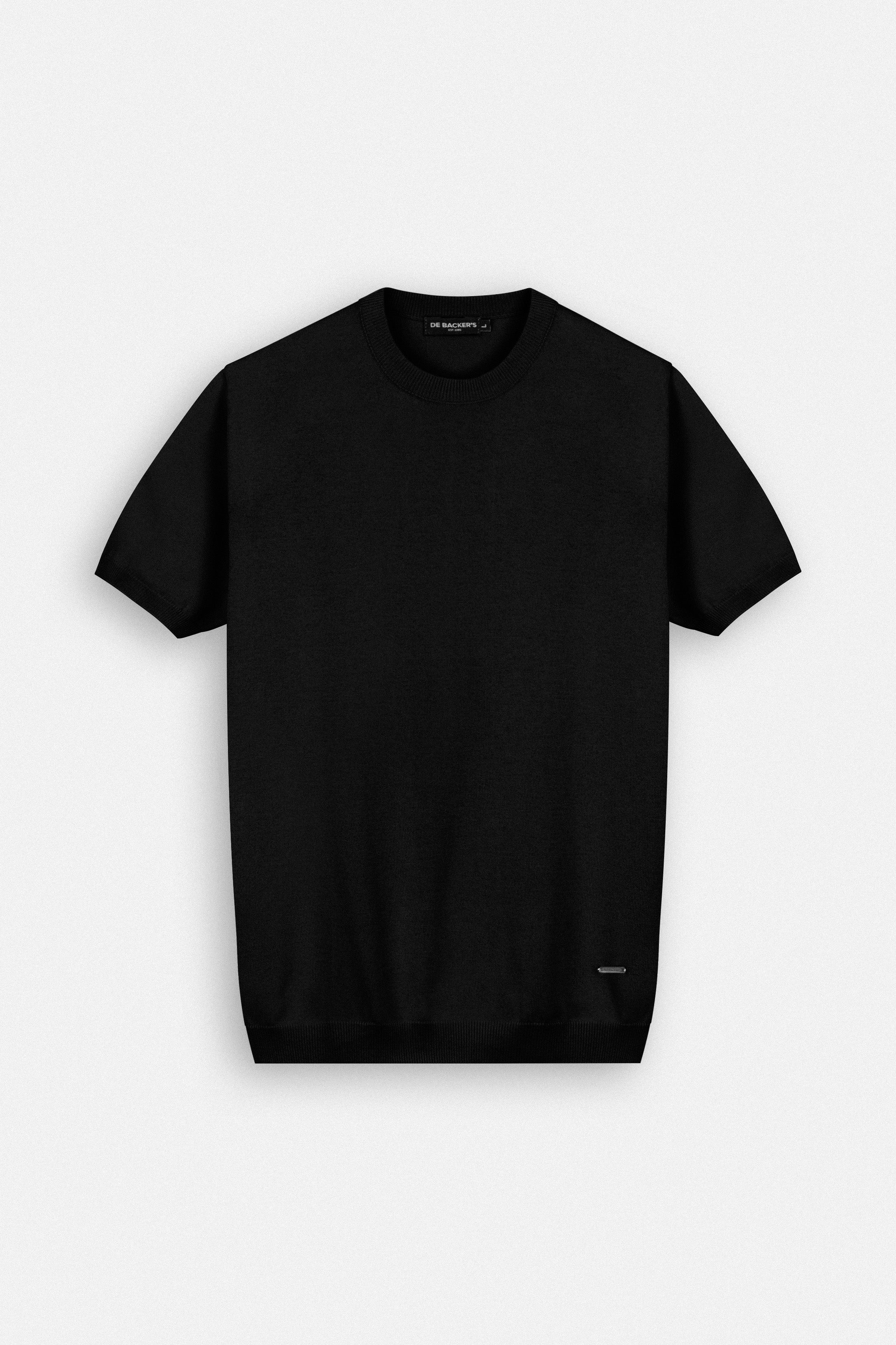 Black Knitted Round T Shirt