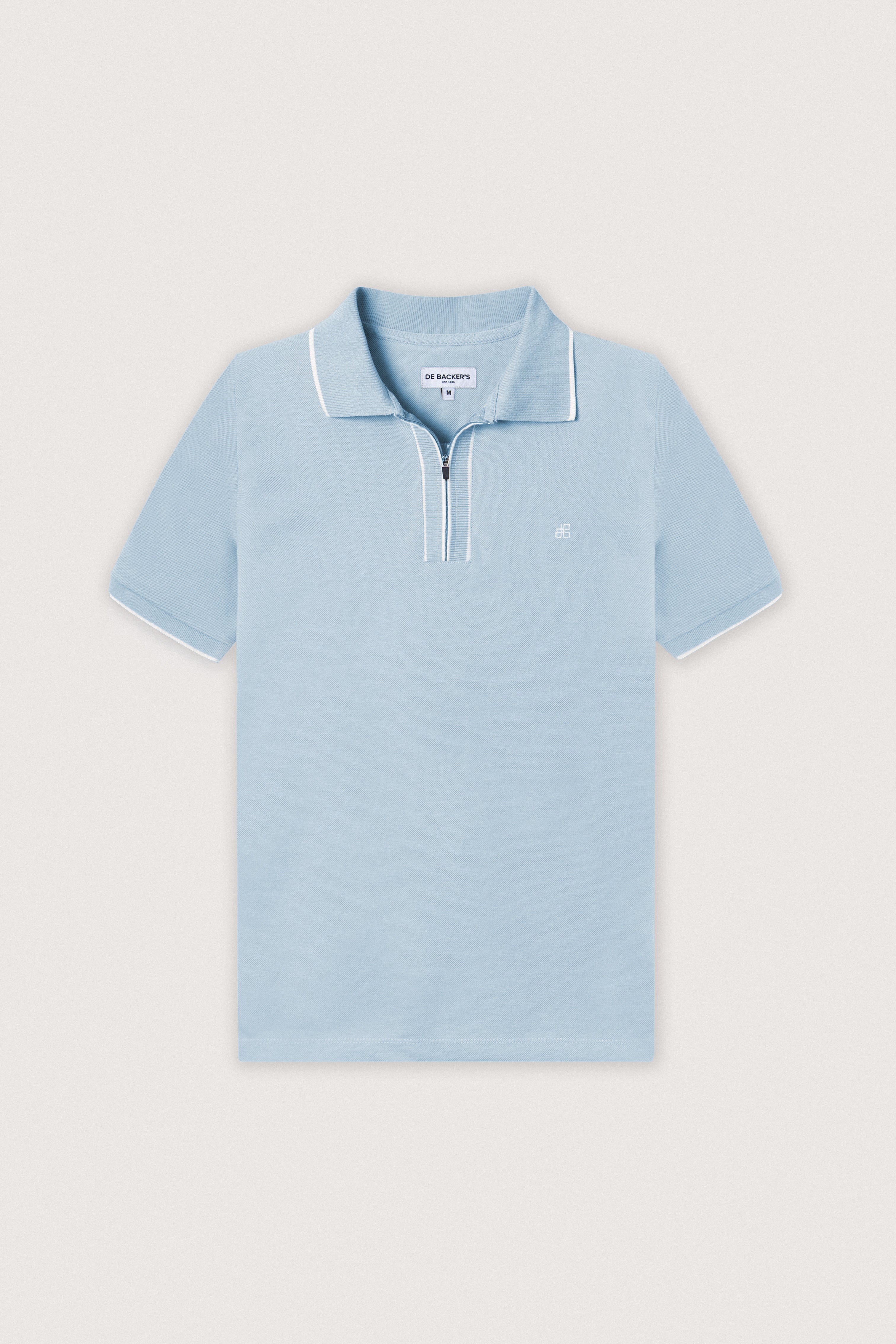 Light Blue Pique Zip-Up Polo