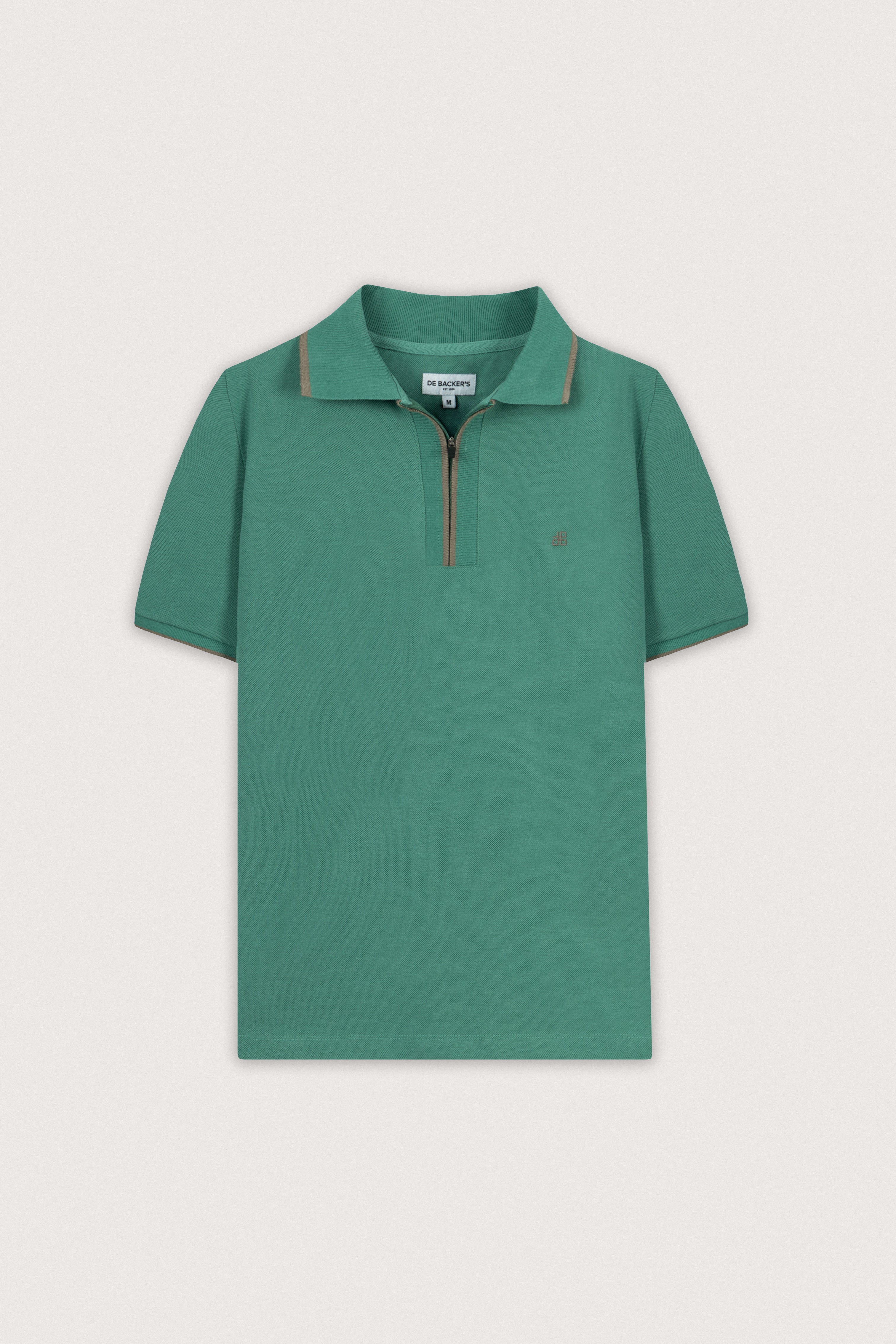 Green Pique Zip-Up Polo