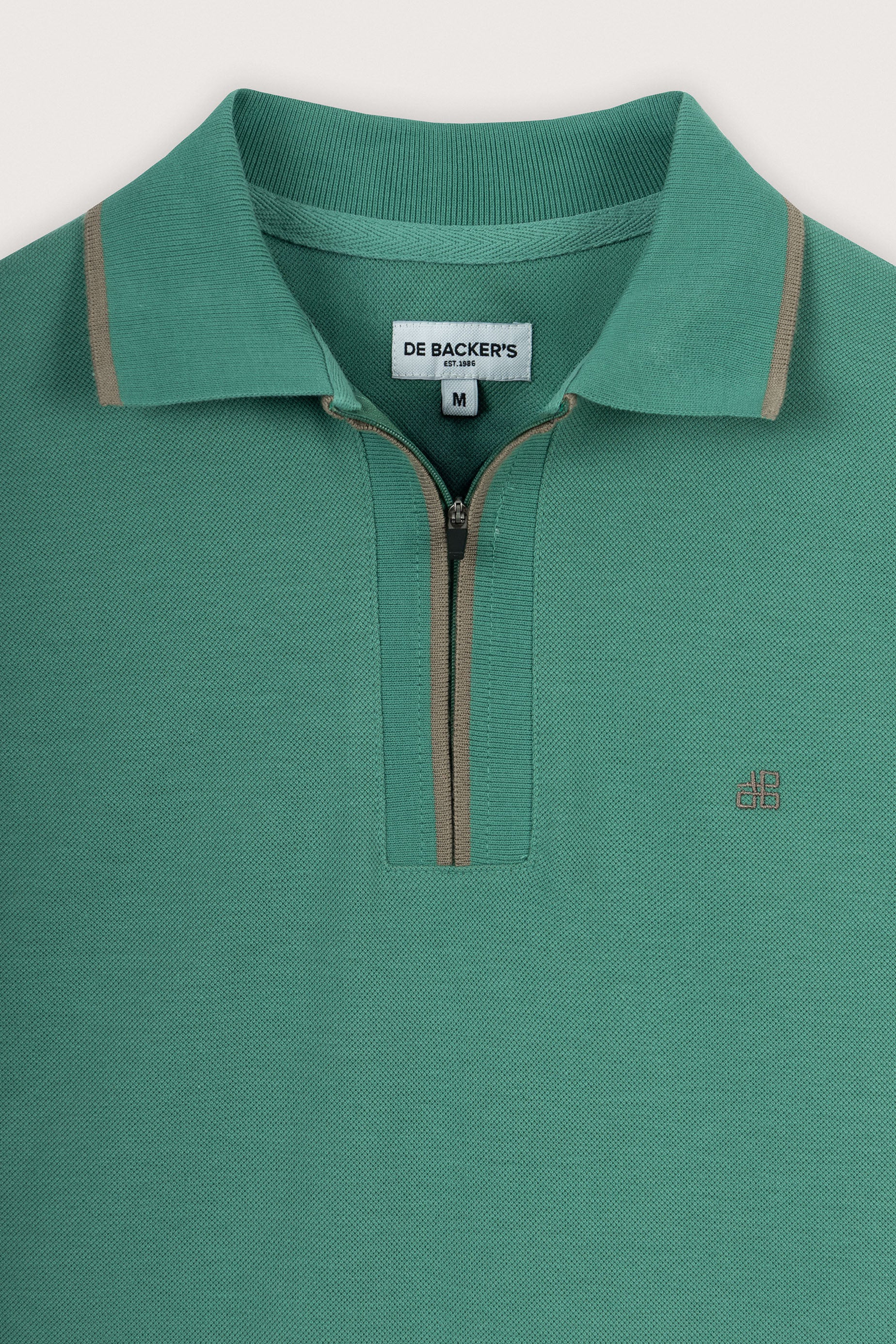 Green Pique Zip-Up Polo