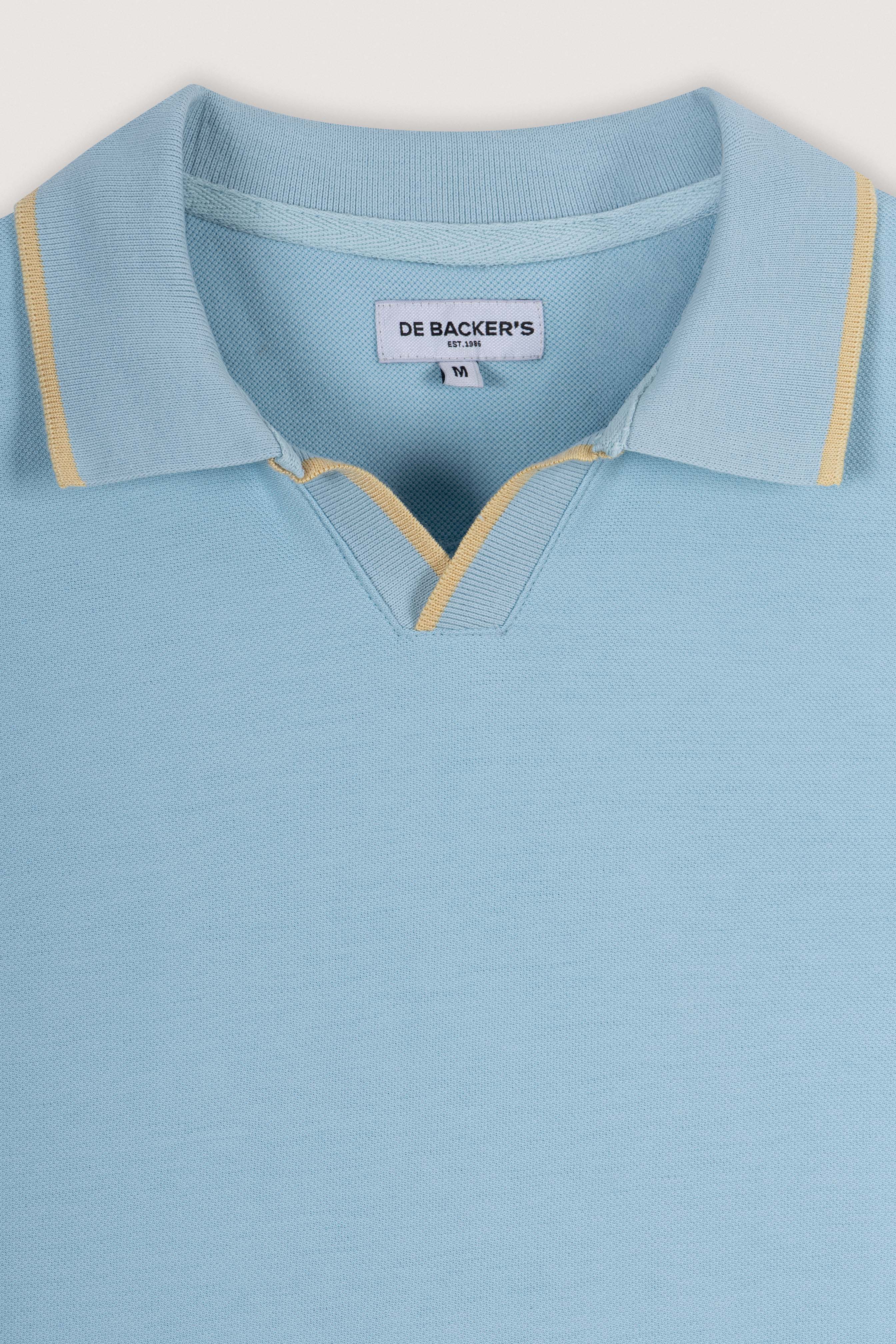 Light Blue Pique V neck Polo