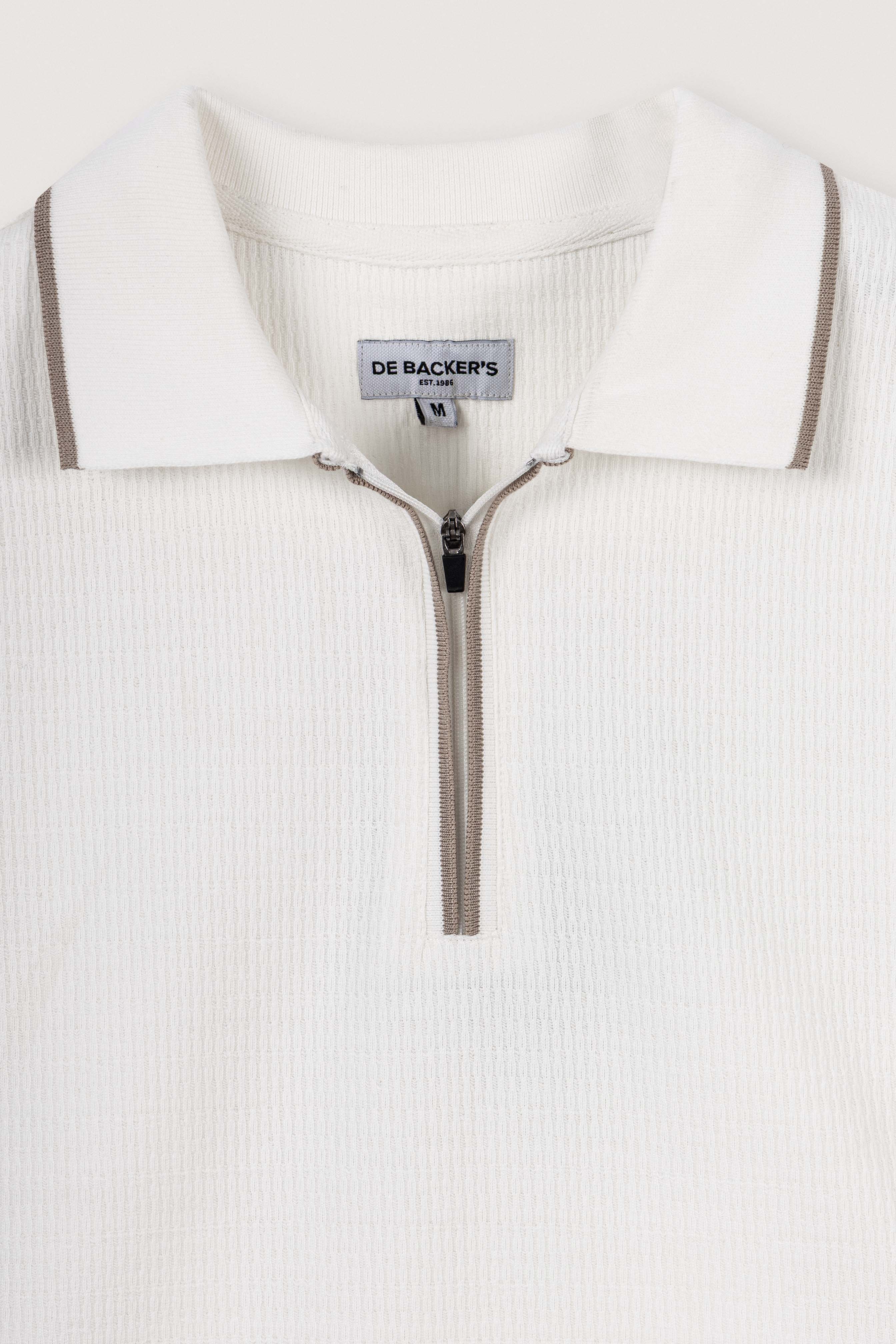 Crème Jacquard Zip-Up Polo