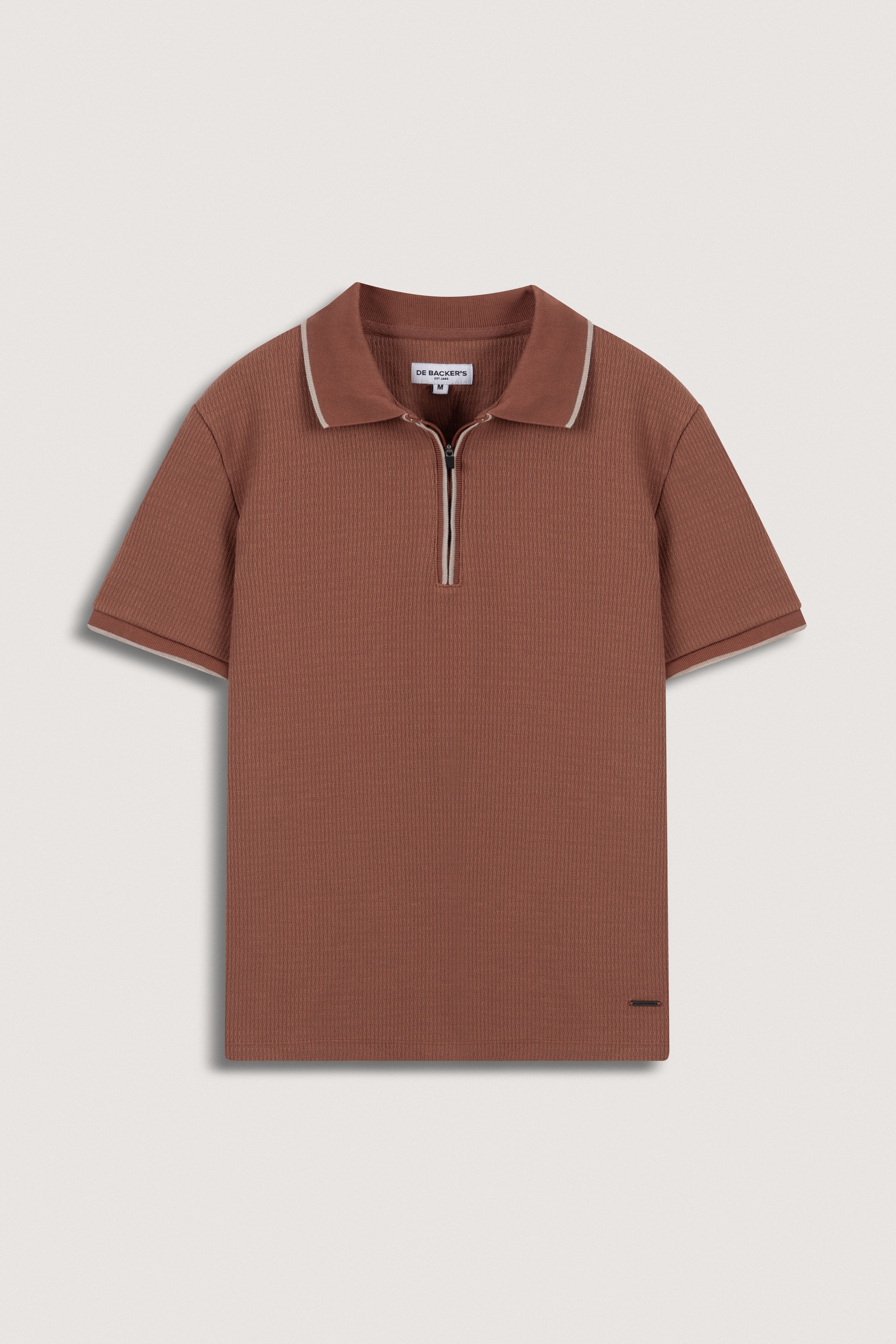 Old Brick Jacquard Zip-Up Polo