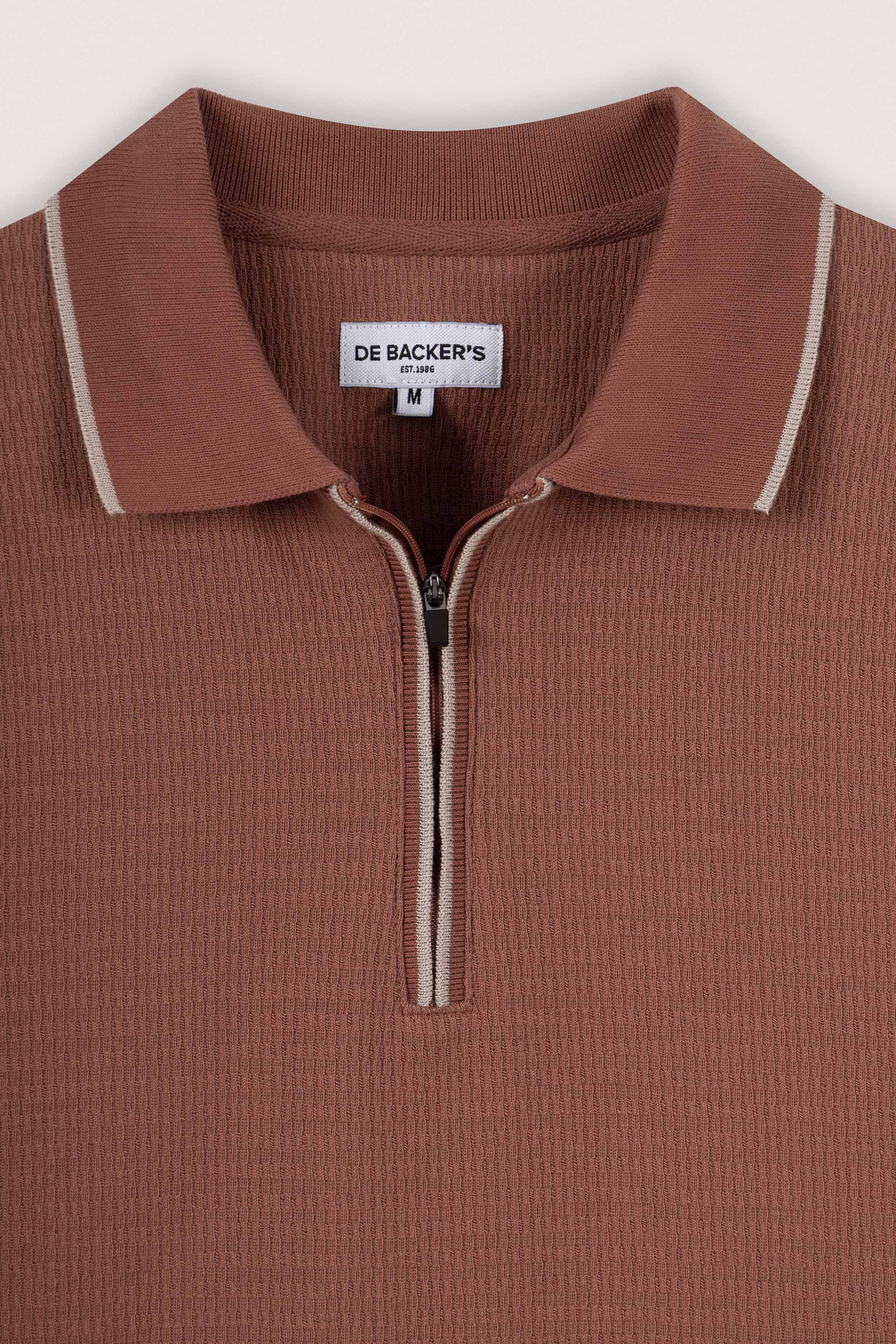 Old Brick Jacquard Zip-Up Polo