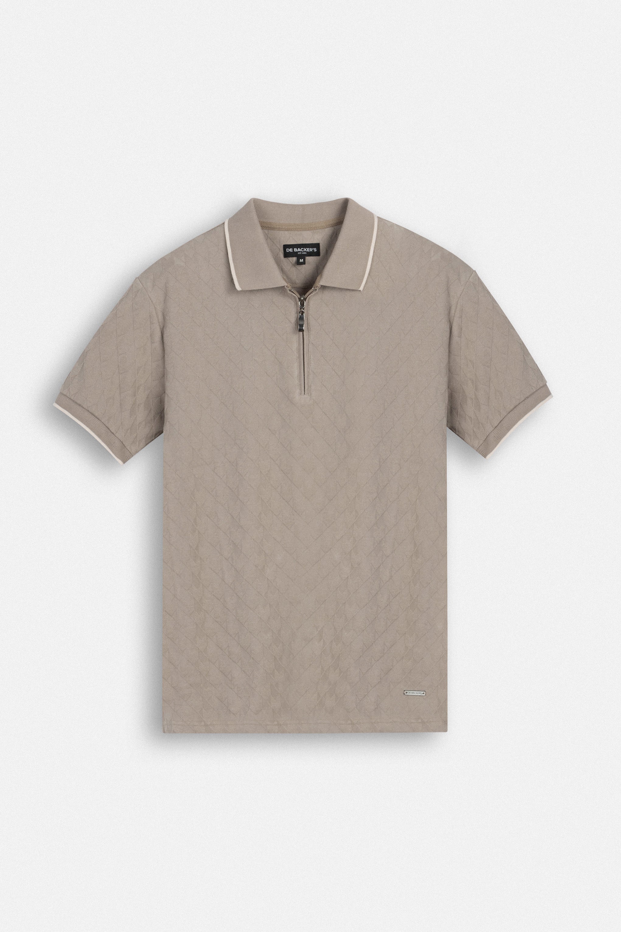 Jacquard Coffee Zip-Up Polo