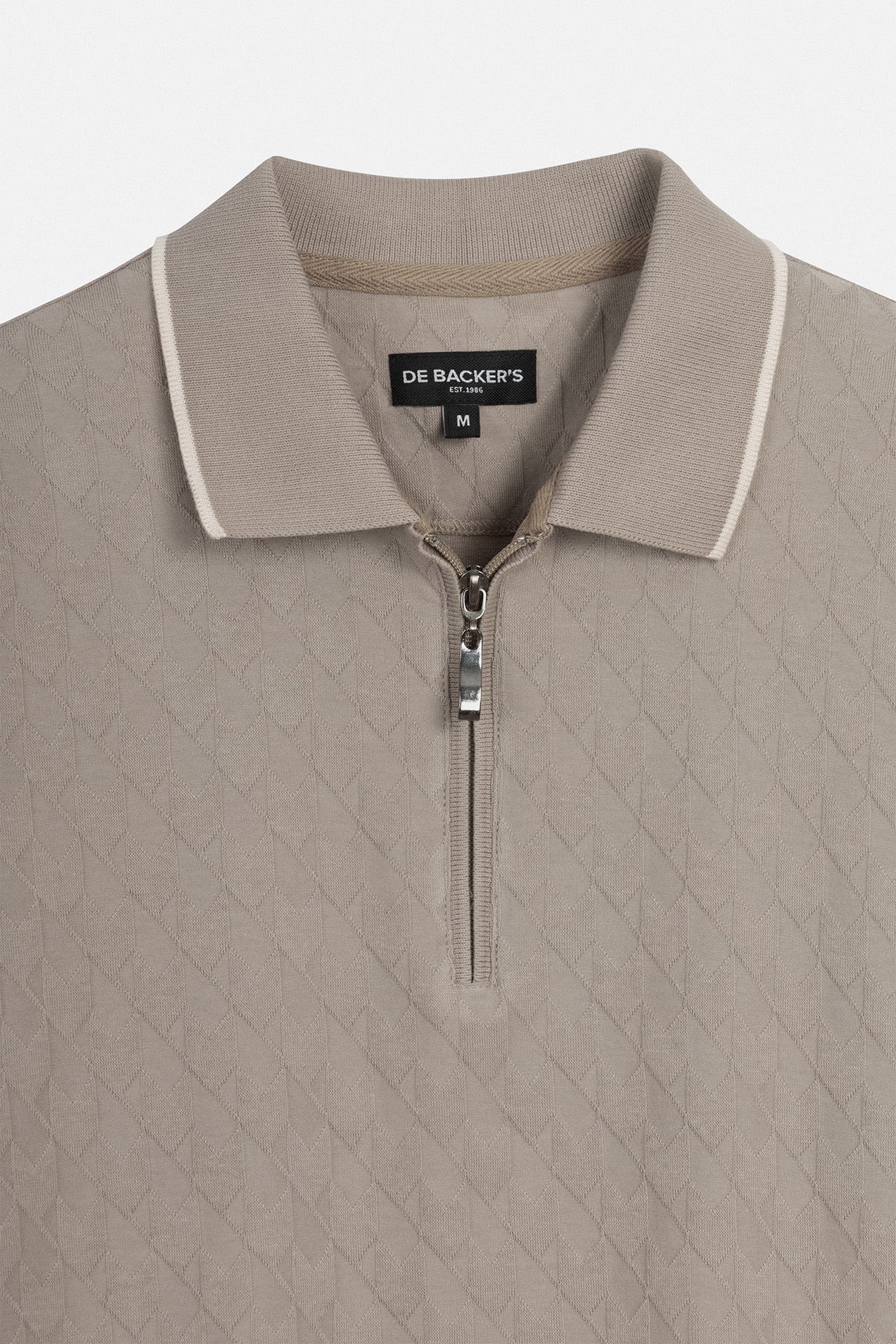 Jacquard Coffee Zip-Up Polo