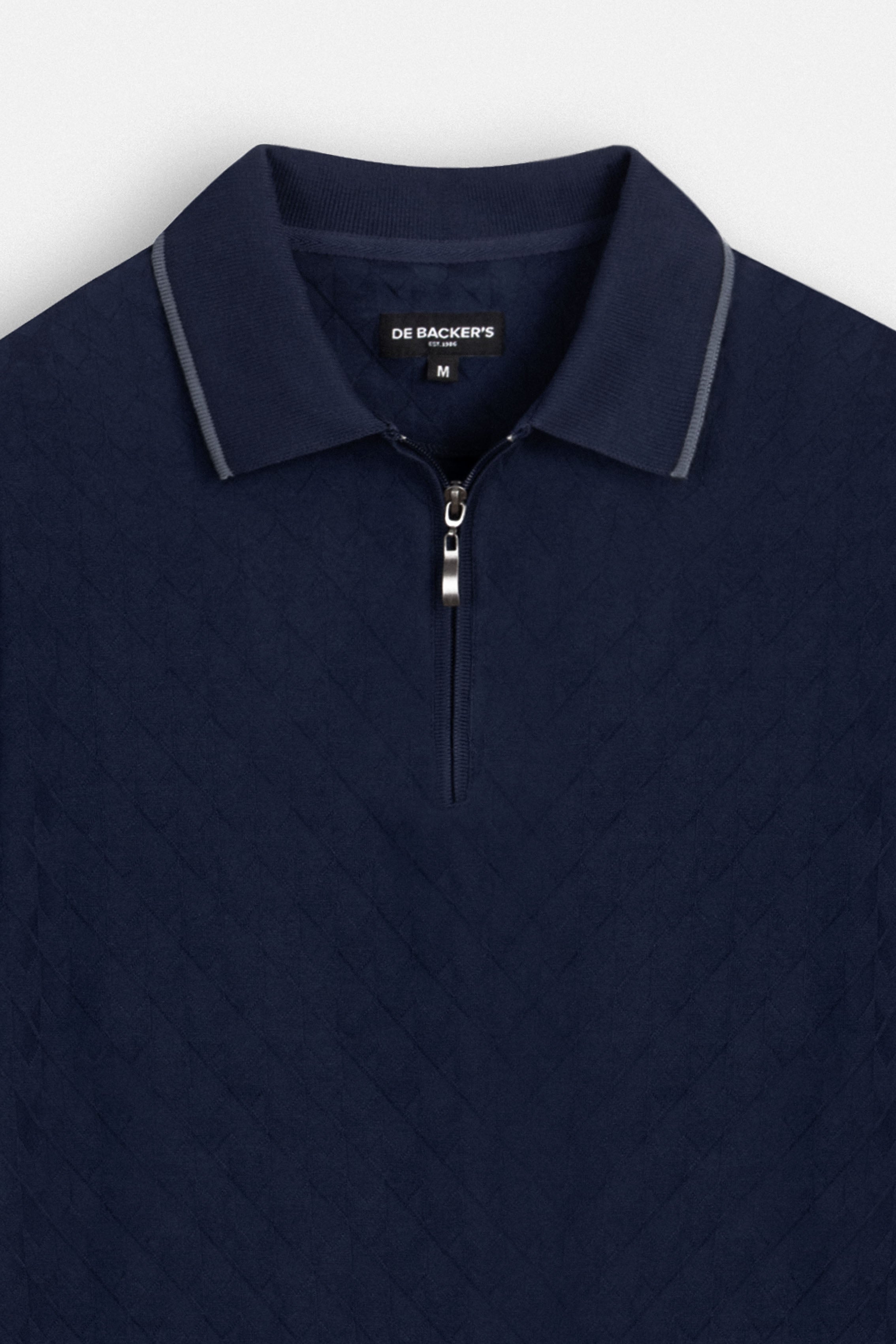 Jacquard Navy Zip-Up Polo