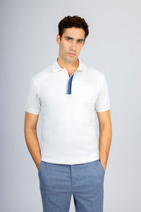 Pique White Cotton Polo