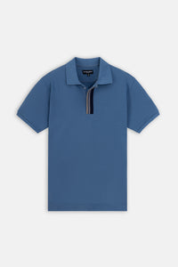 Pique Blue Cotton Polo