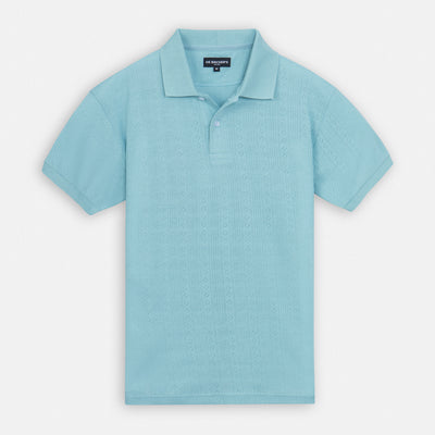Pique Jacquard  Powder Blue Cotton Polo