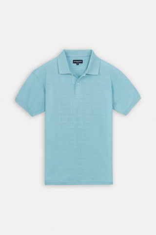Pique Jacquard  Powder Blue Cotton Polo