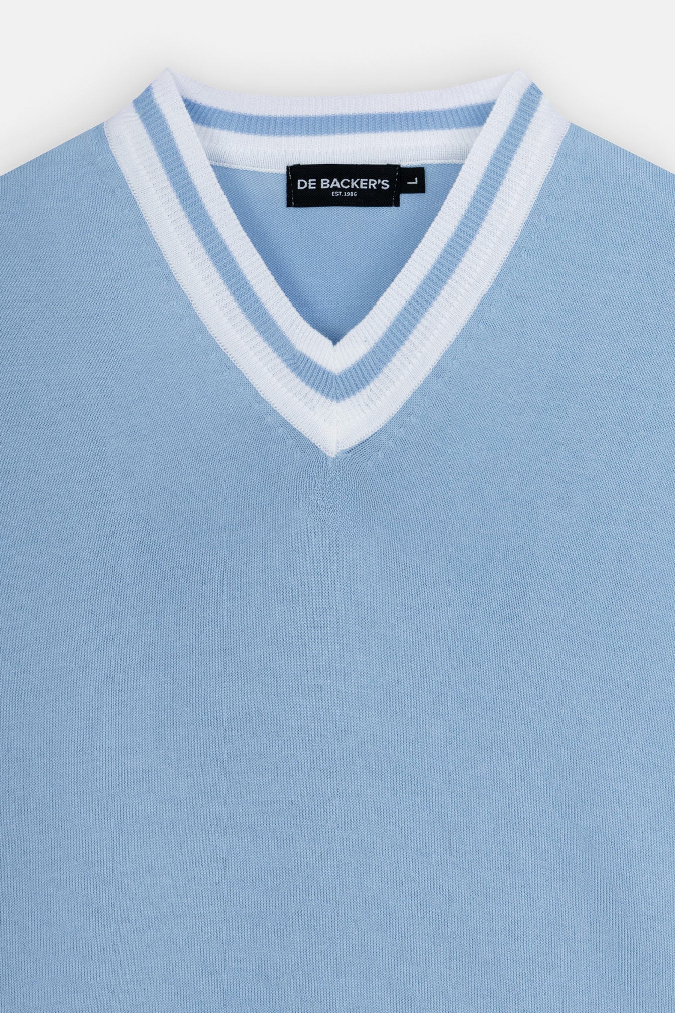 Knitted Light Blue V-Neck T-Shirt