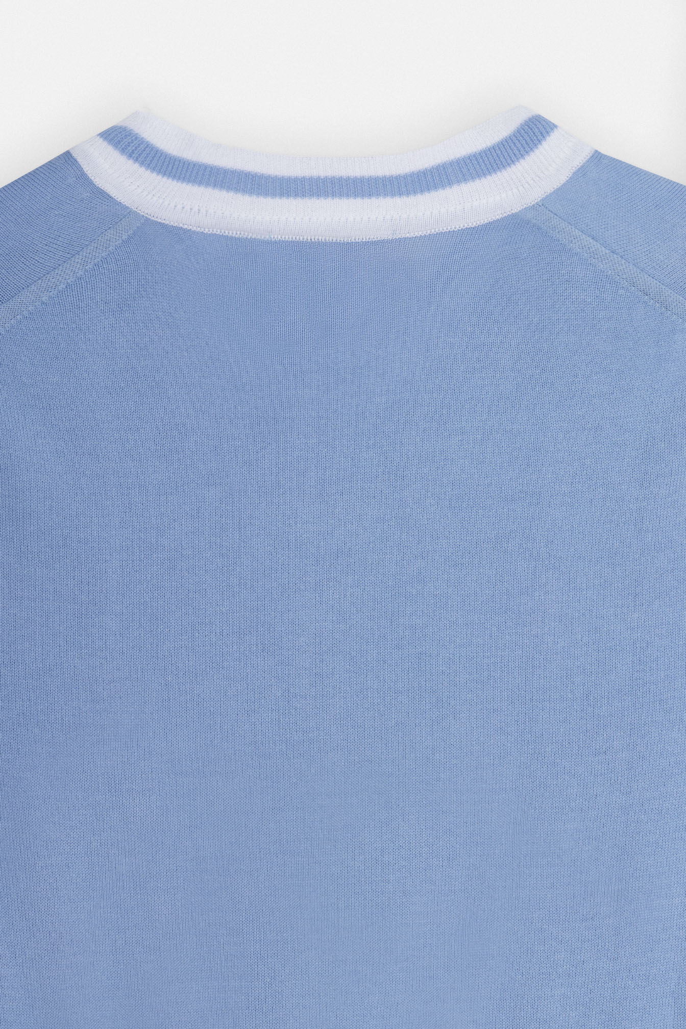 Knitted Light Blue V-Neck T-Shirt