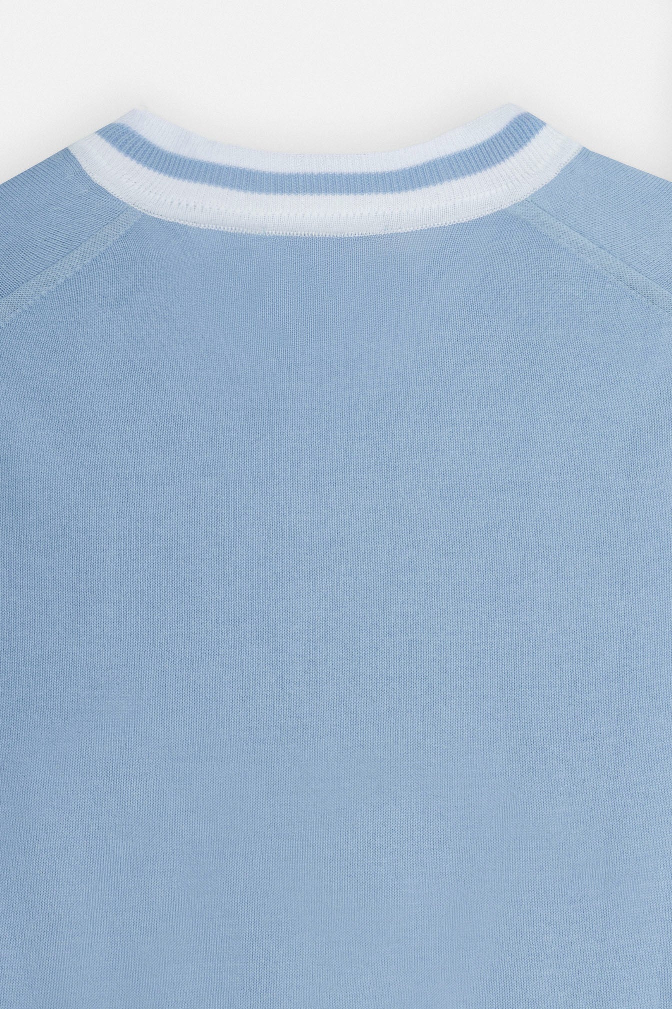 Knitted Light Blue V-Neck T-Shirt
