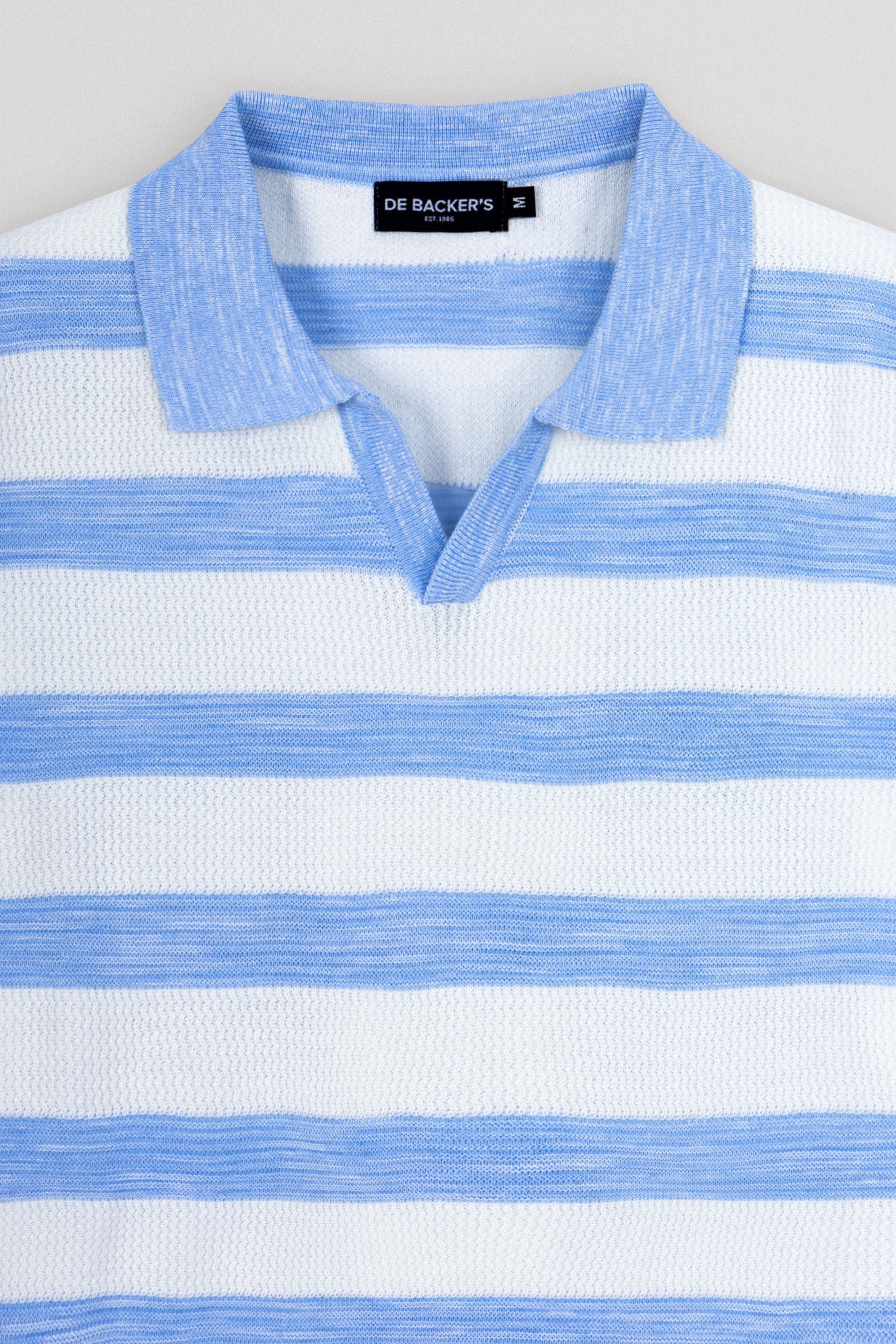 Striped Knitted Light Blue V neck Polo